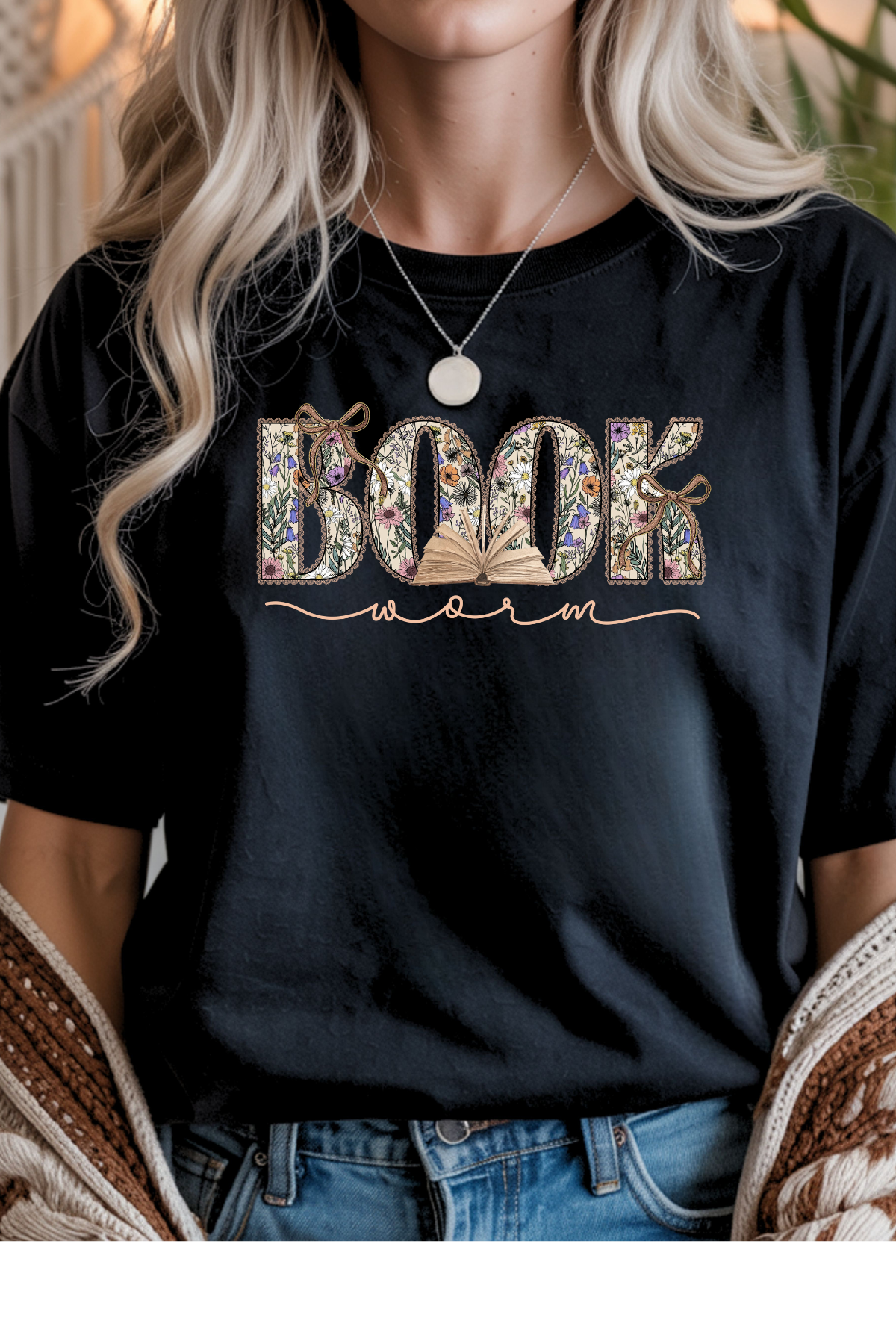 Wholesale Color Me Spring - Book Worm #2 - Black Gildan Tee