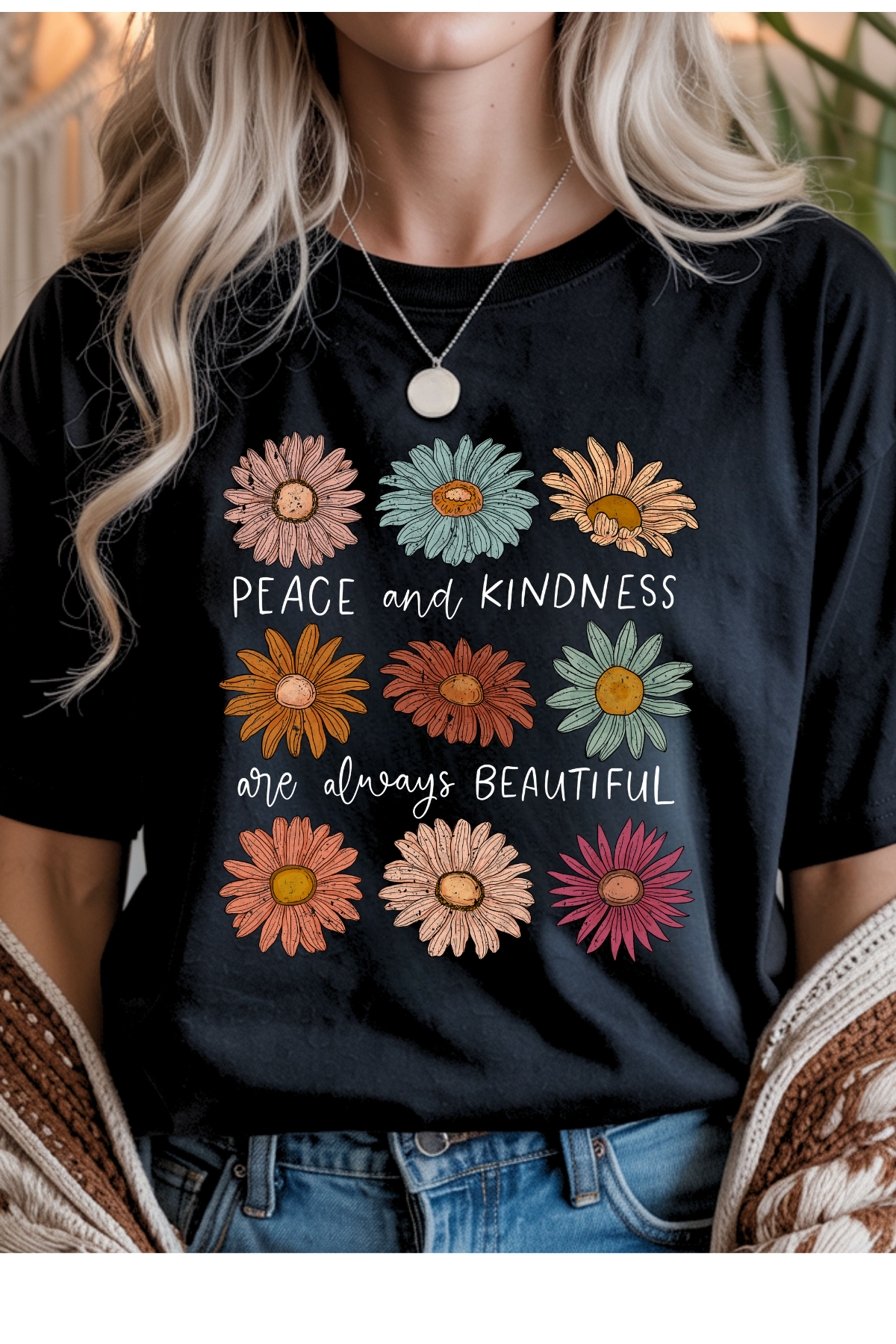 Wholesale Pink - Peace & Kindness #3 - Black Gildan Tee