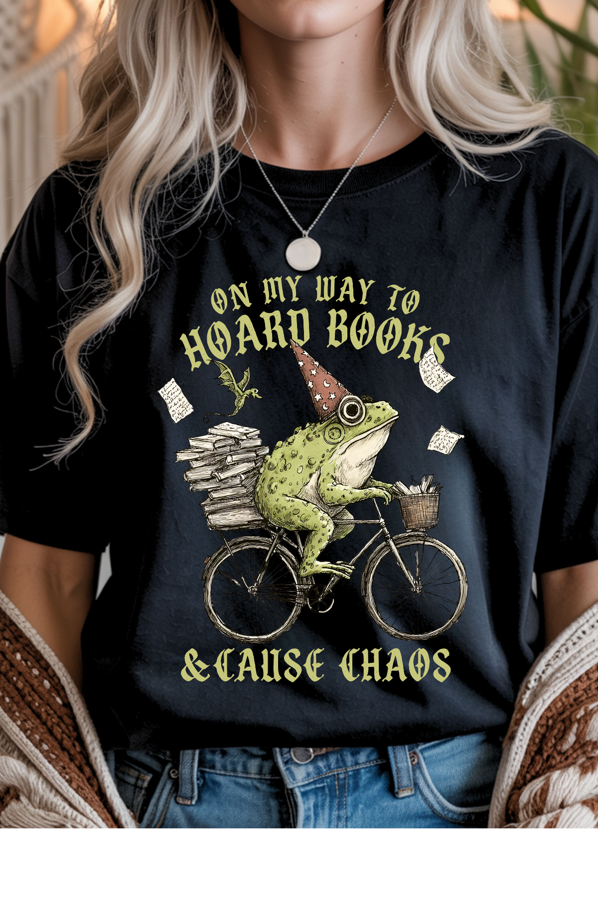 Wholesale Pink - Hoard Books, Cause Chaos #9 - Black Gildan Tee