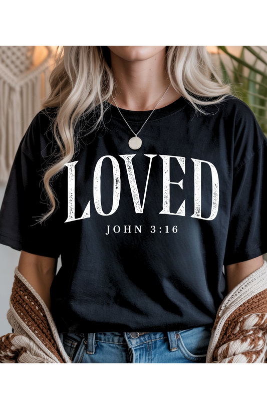 Wholesale Indigo - Loved #7 - Black Gildan Tee