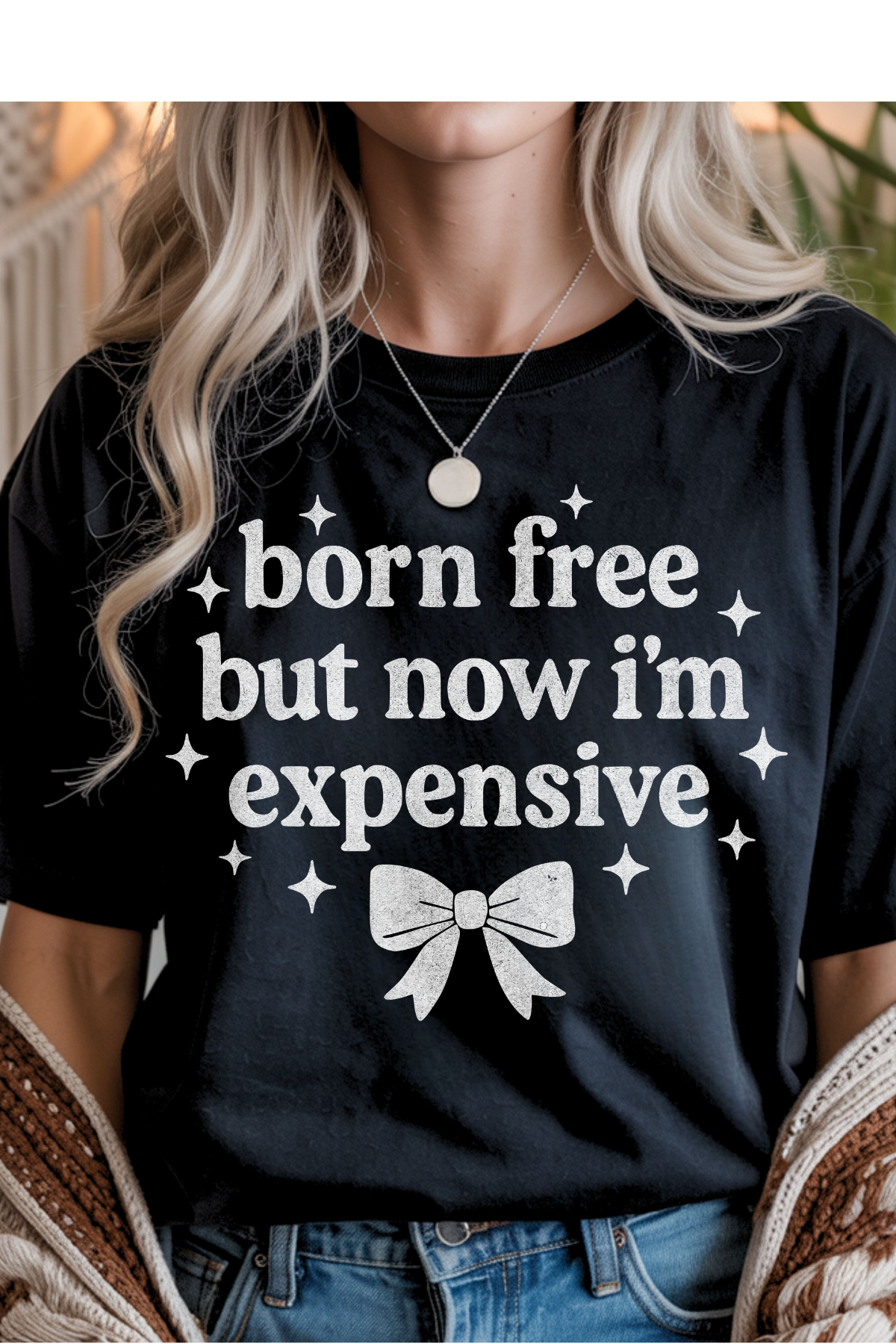 Wholesale Black & Teal - Born, Free, Now Expensive #1 - Black Gildan Tee