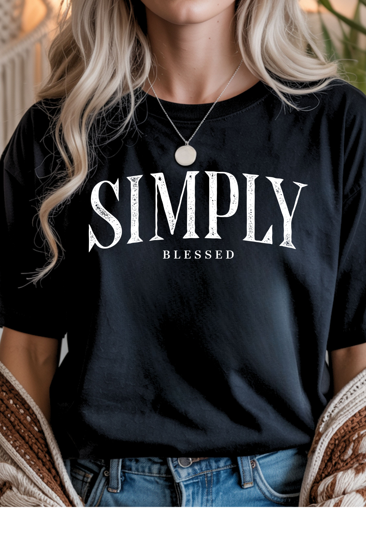 Wholesale Fern & Floral - Simply Blessed #7 - Black Gildan Tee