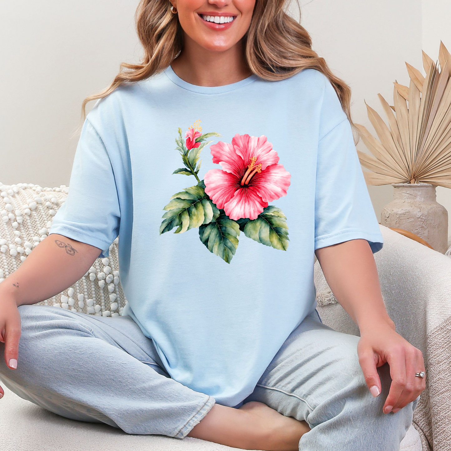 Wholesale Botanical Babe #1 - Light Blue Gildan Tee