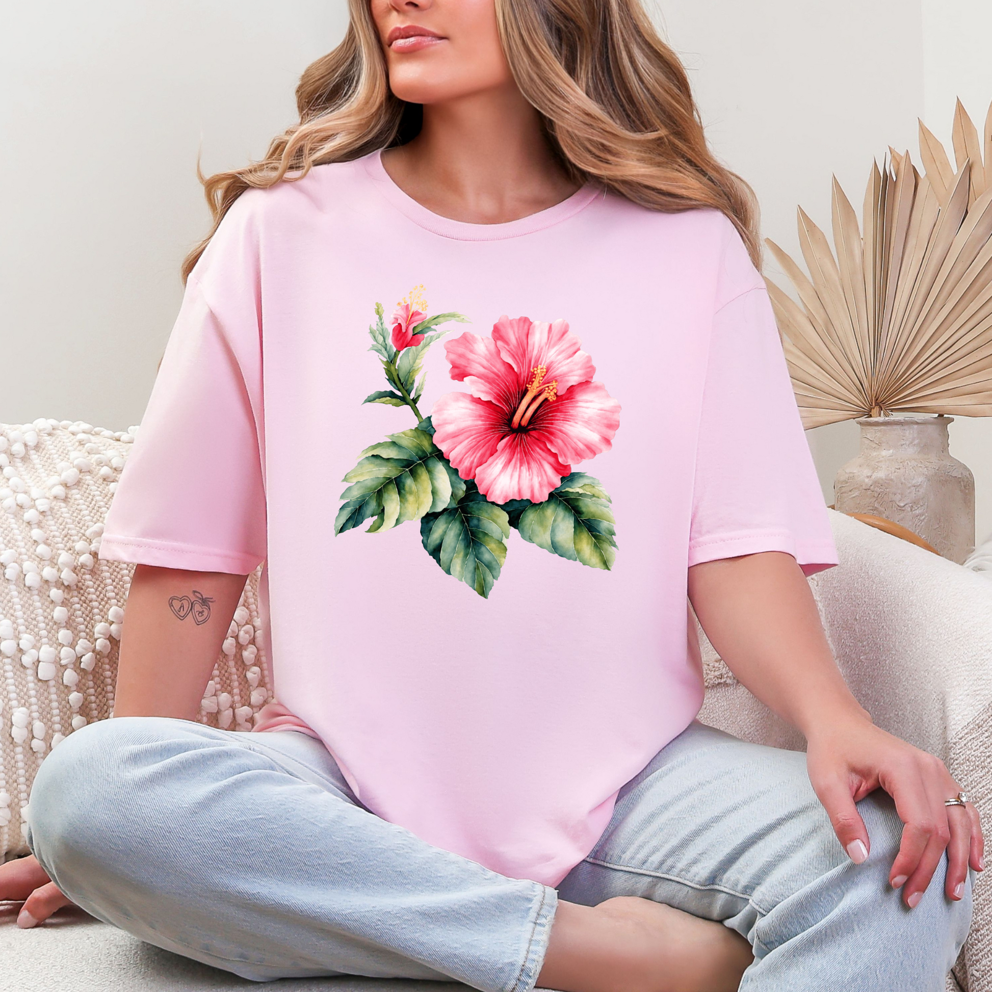 Wholesale Botanical Babe #1 - Light Pink Gildan Tee
