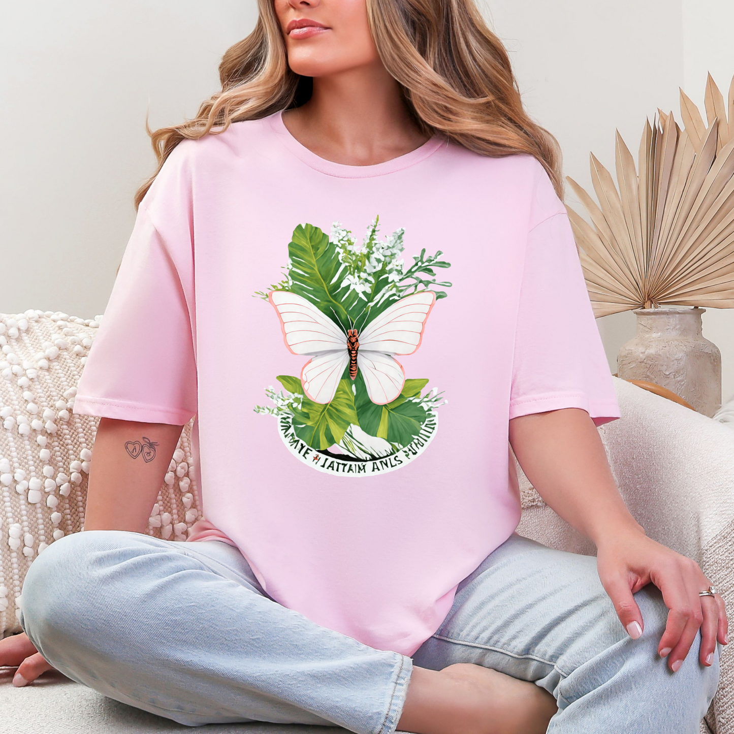 Wholesale Botanical Babe #3 - Light Pink Gildan Tee