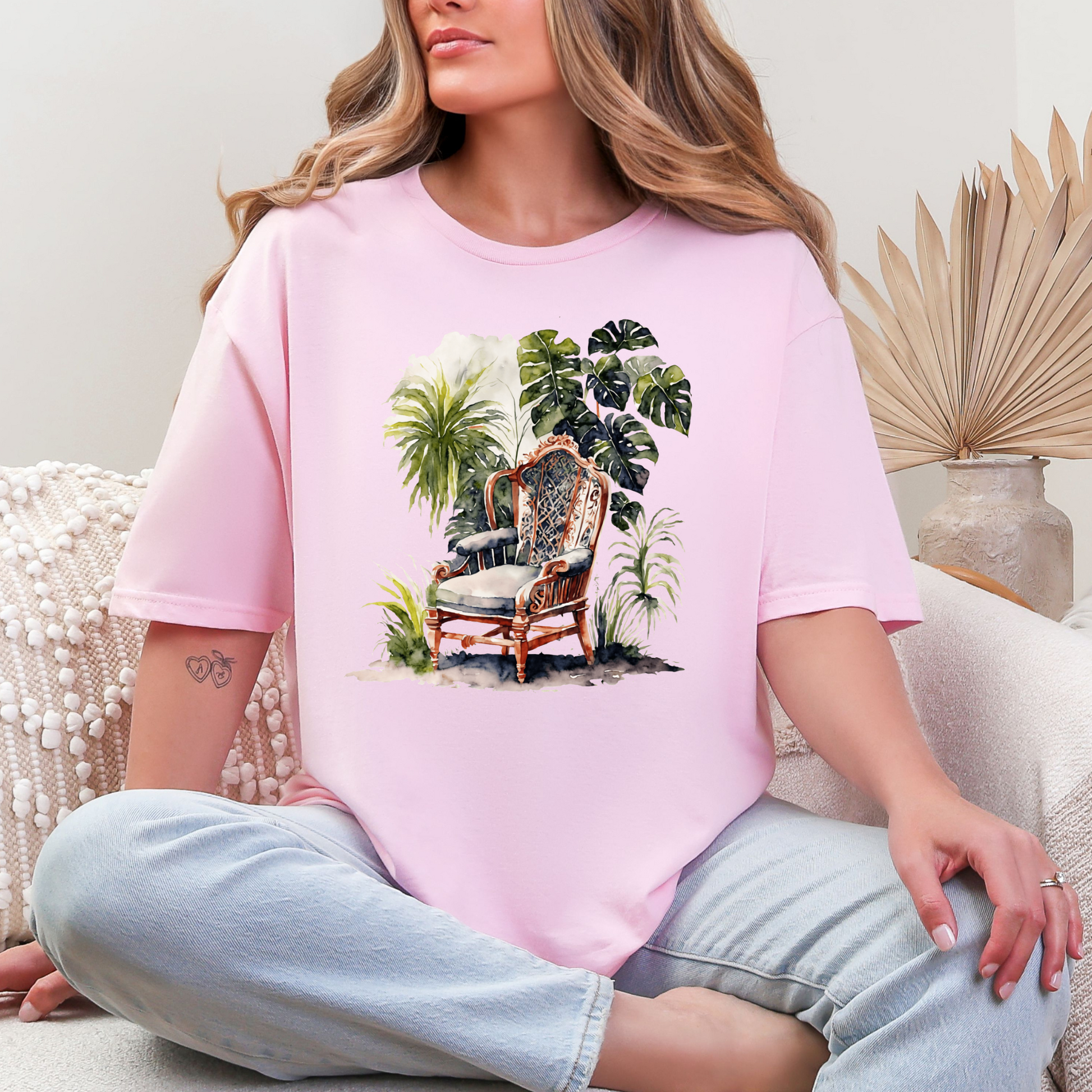 Wholesale Botanical Babe #8 - Light Pink Gildan Tee