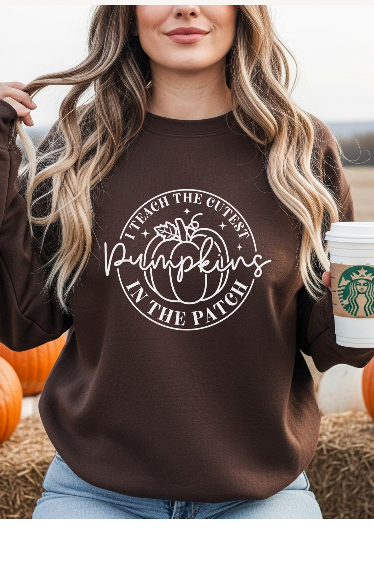 Wholesale Trick or Chic - Teaching Pumpkin Cuties #7 - Dark Chocolate Gildan Sweatshirt