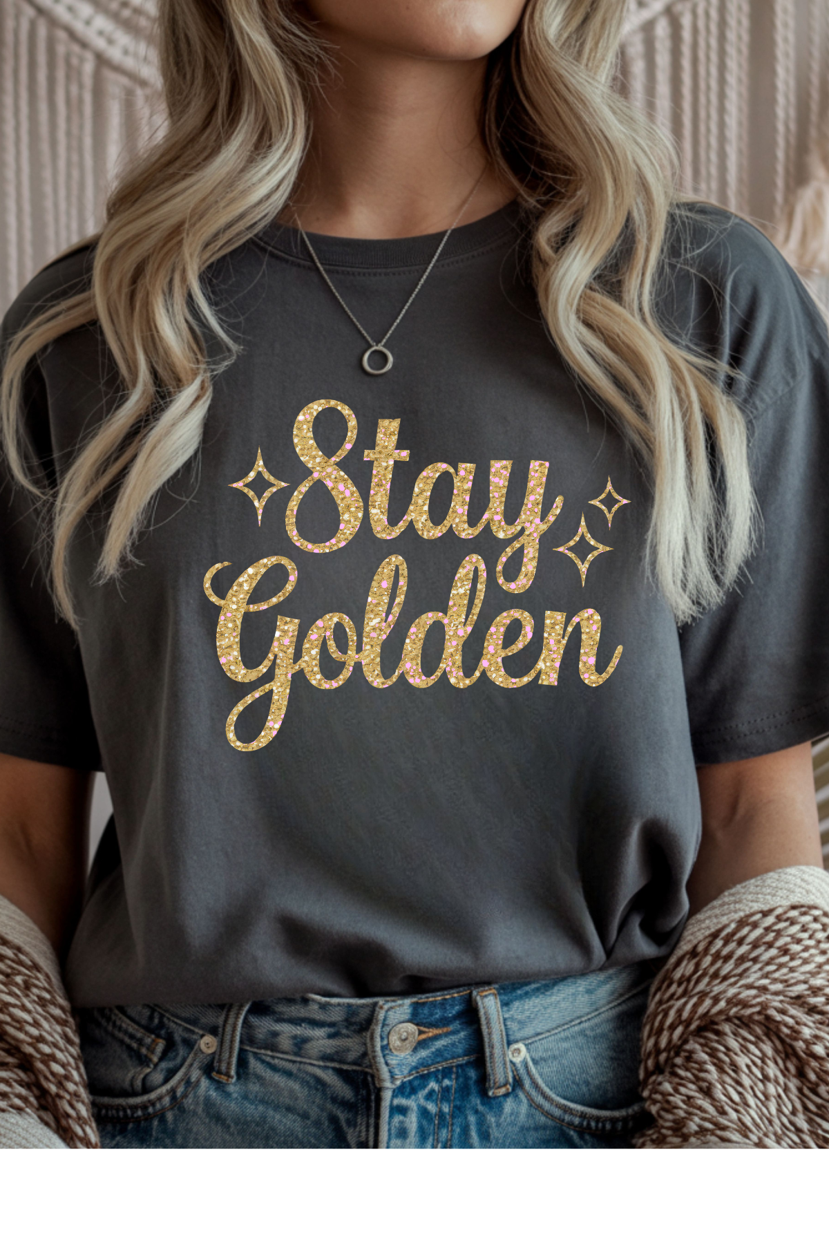 Wholesale Golden Hour - Stay Golden #9 - Charcoal Gildan Tee
