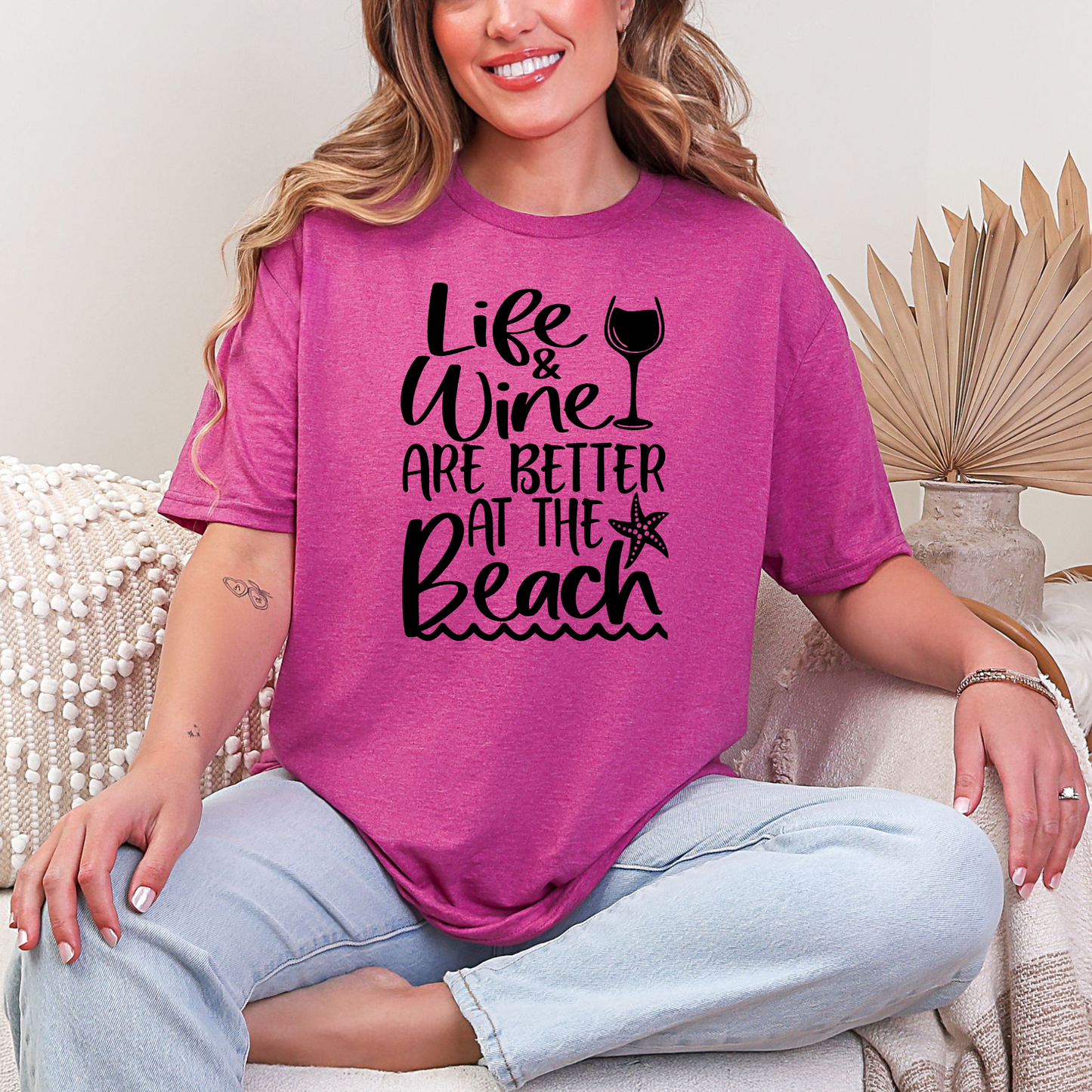Wholesale Coastal Wine 1 Graphic Tee - Heather Berry Tee