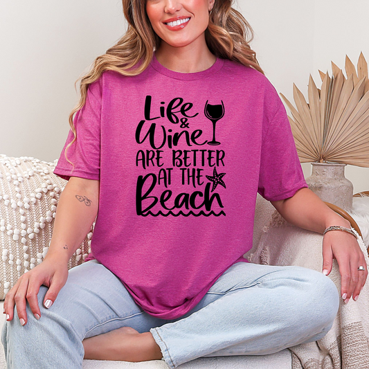 Wholesale Coastal Wine 1 Graphic Tee - Heather Berry Tee