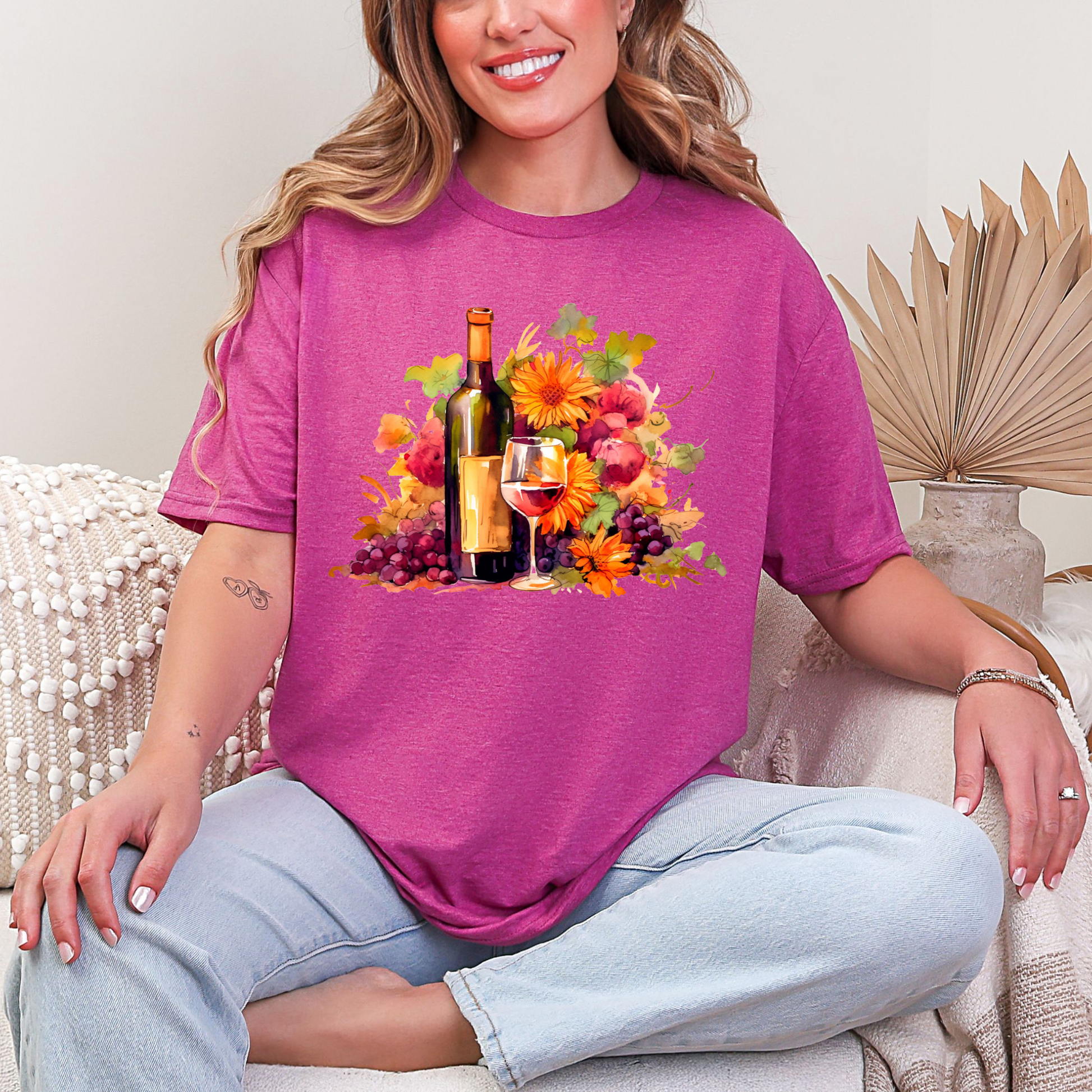 Wholesale Coastal Wine 10 Graphic Tee - Heather Berry Tee
