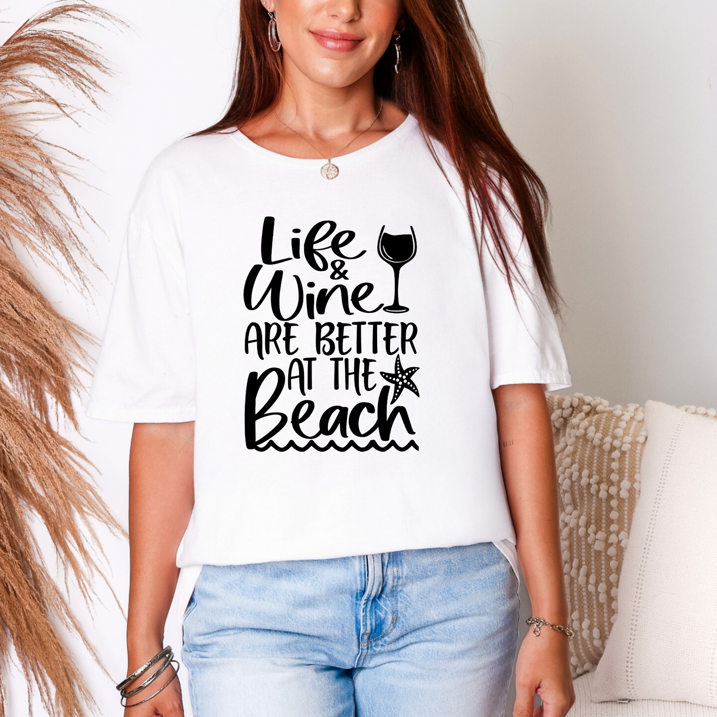 Wholesale Coastal Wine 1 Graphic Tee - White Tee