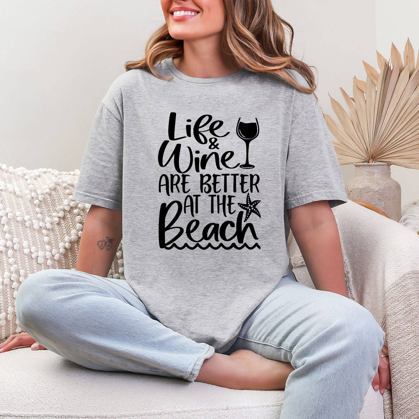 Wholesale Coastal Wine 1 Graphic Tee - Sports Grey Tee