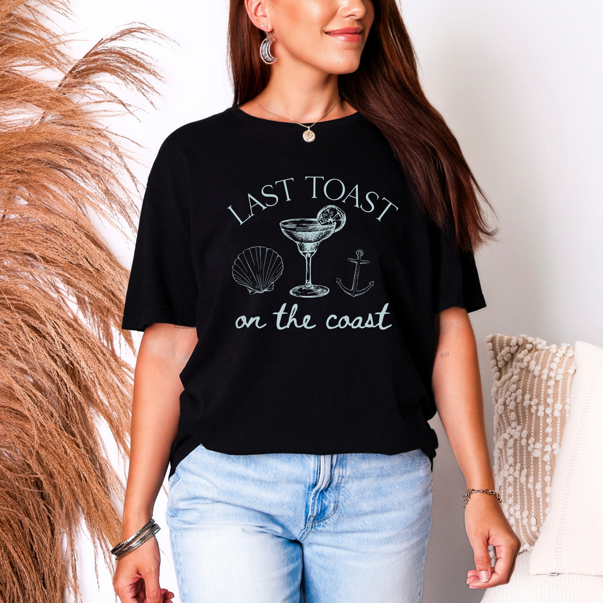 Wholesale Coastal Wine 3 Graphic Tee - Black Tee