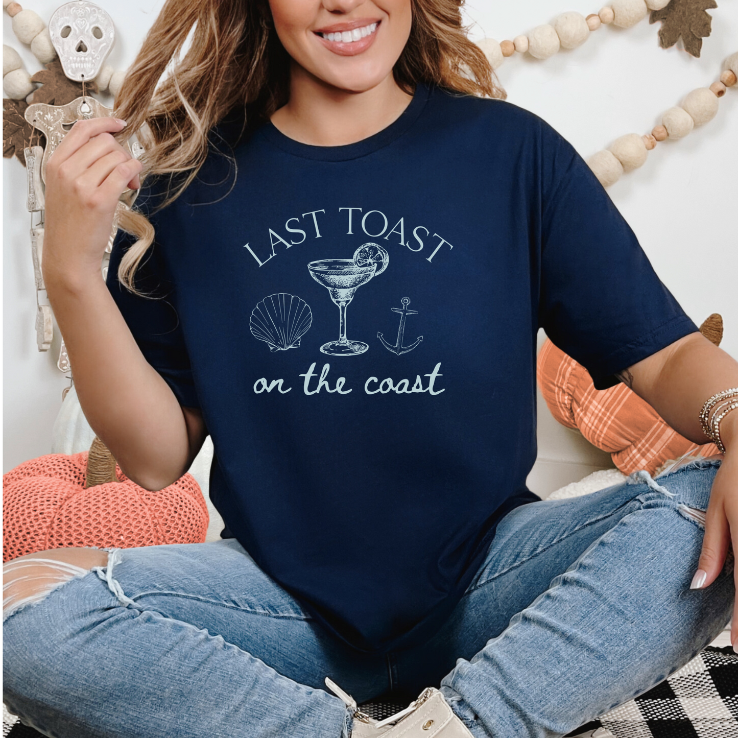 Wholesale Coastal Wine 3 Graphic Tee - Navy Tee