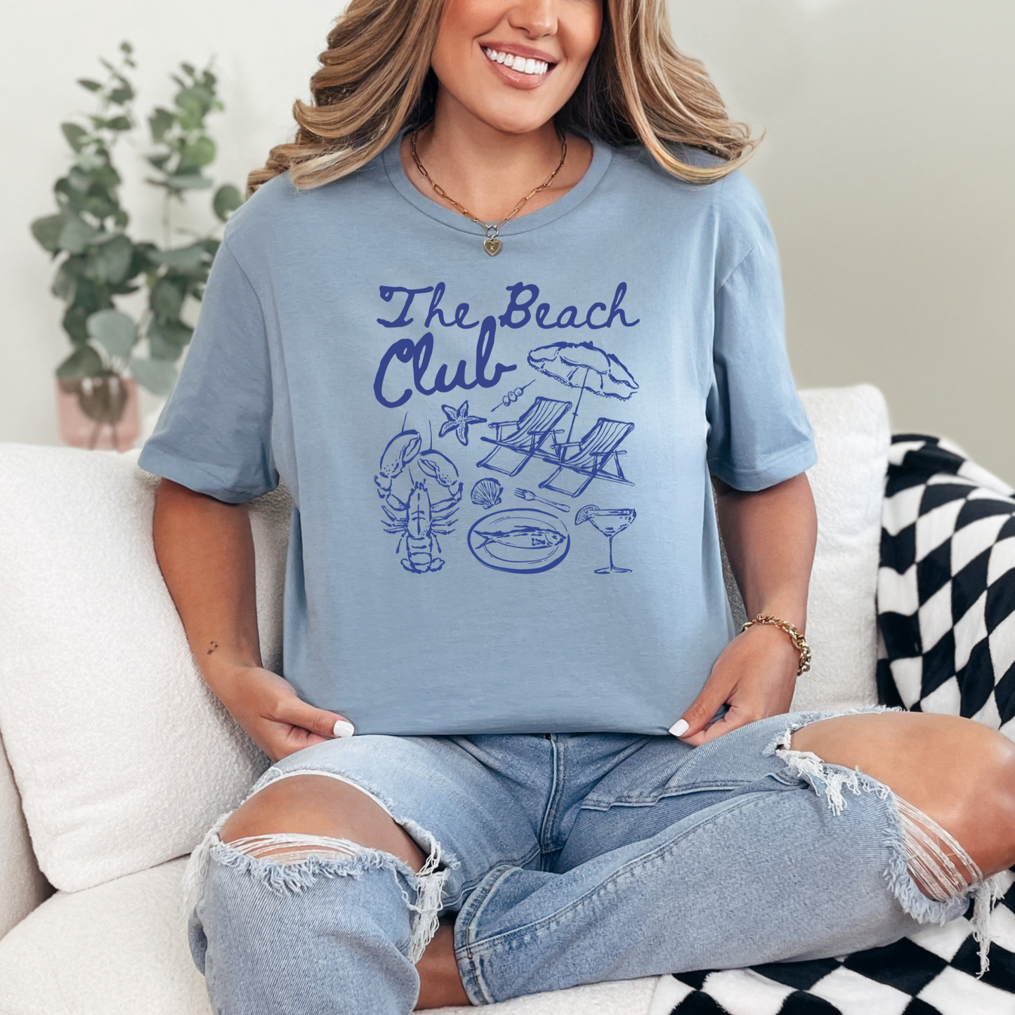 Wholesale Coastal Wine 5 Graphic Tee - Stone Blue Tee