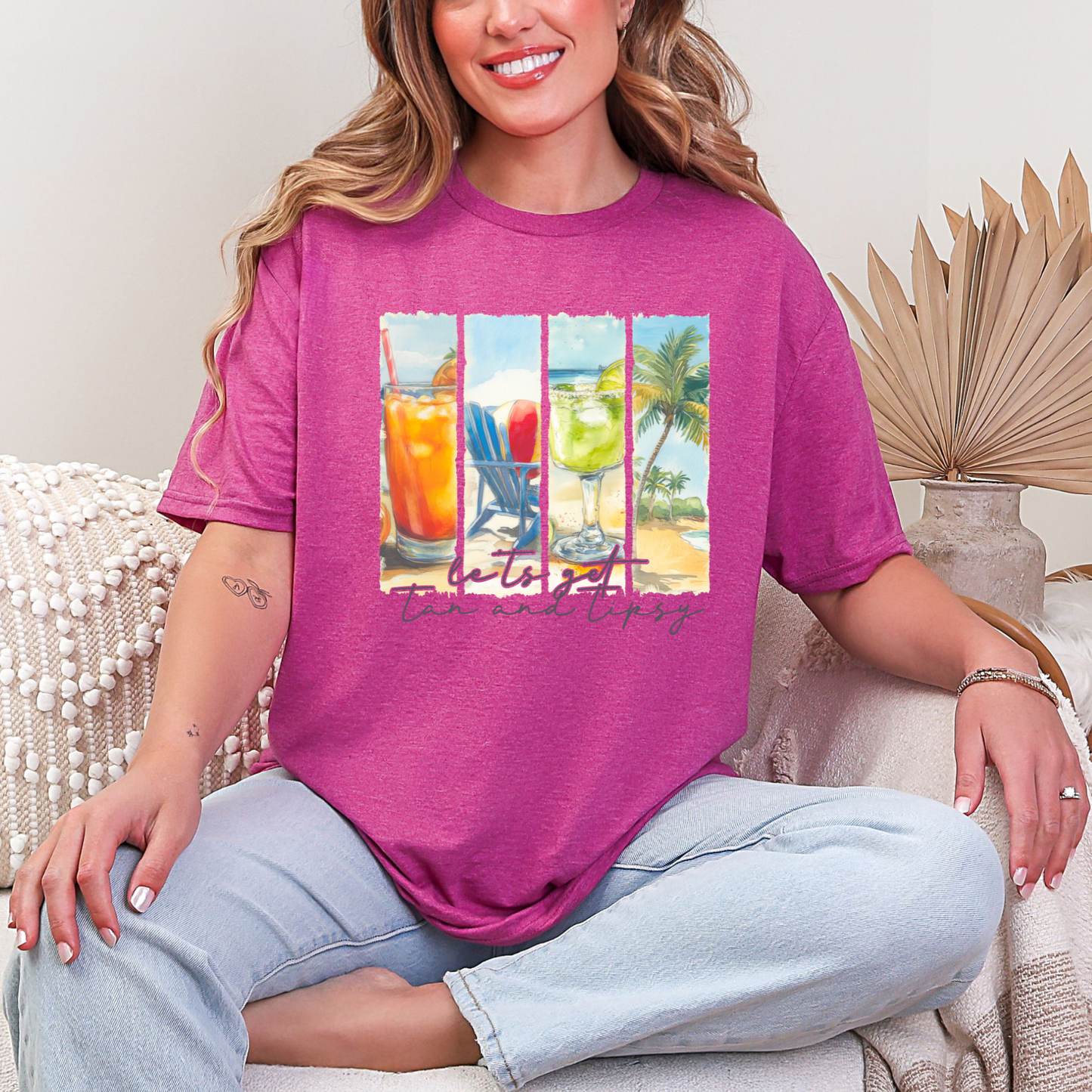 Wholesale Coastal Wine 7 Graphic Tee - Heather Berry Tee