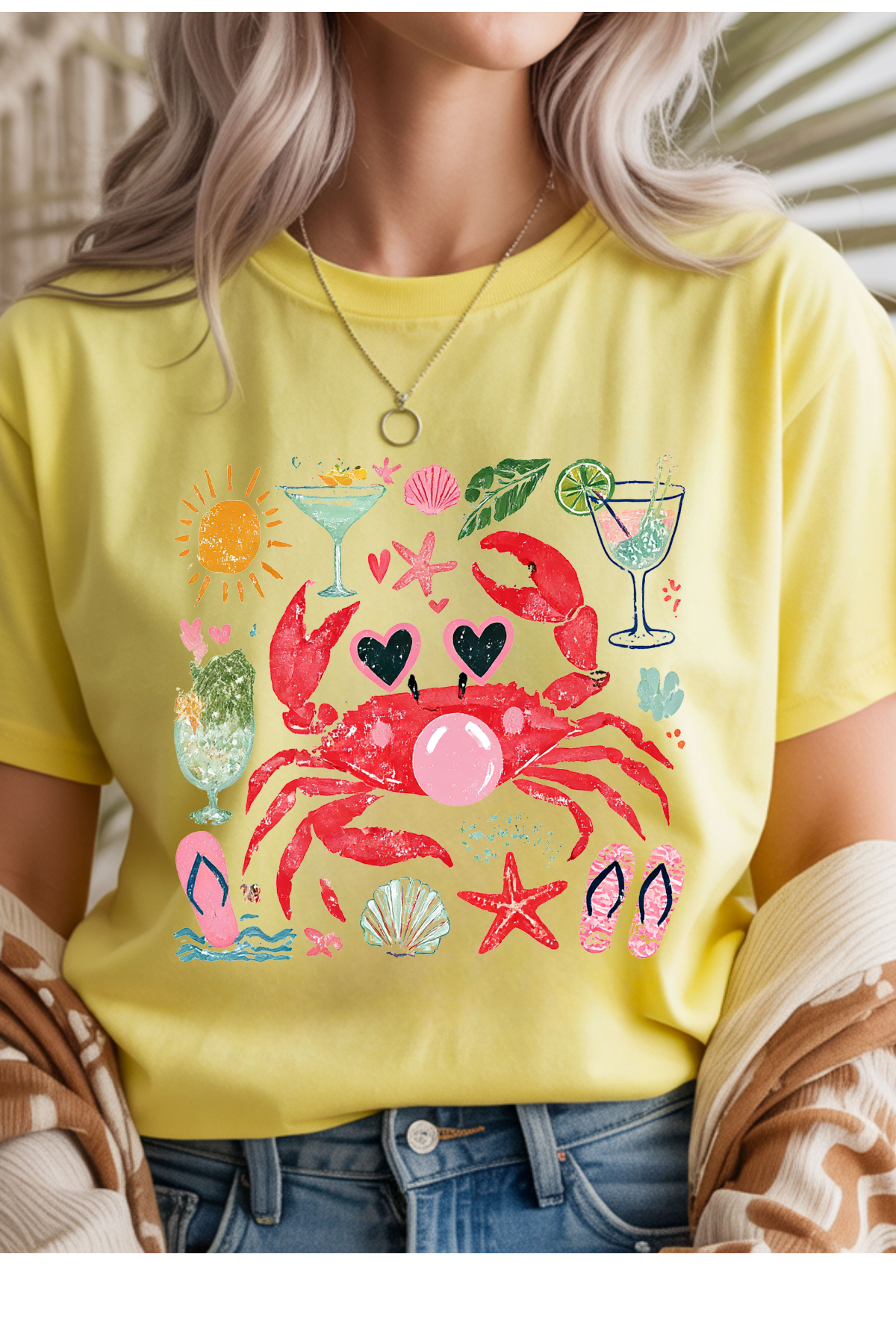Wholesale Summer in Paris - Summer Crab #6 - Cornsilk Gildan Tee