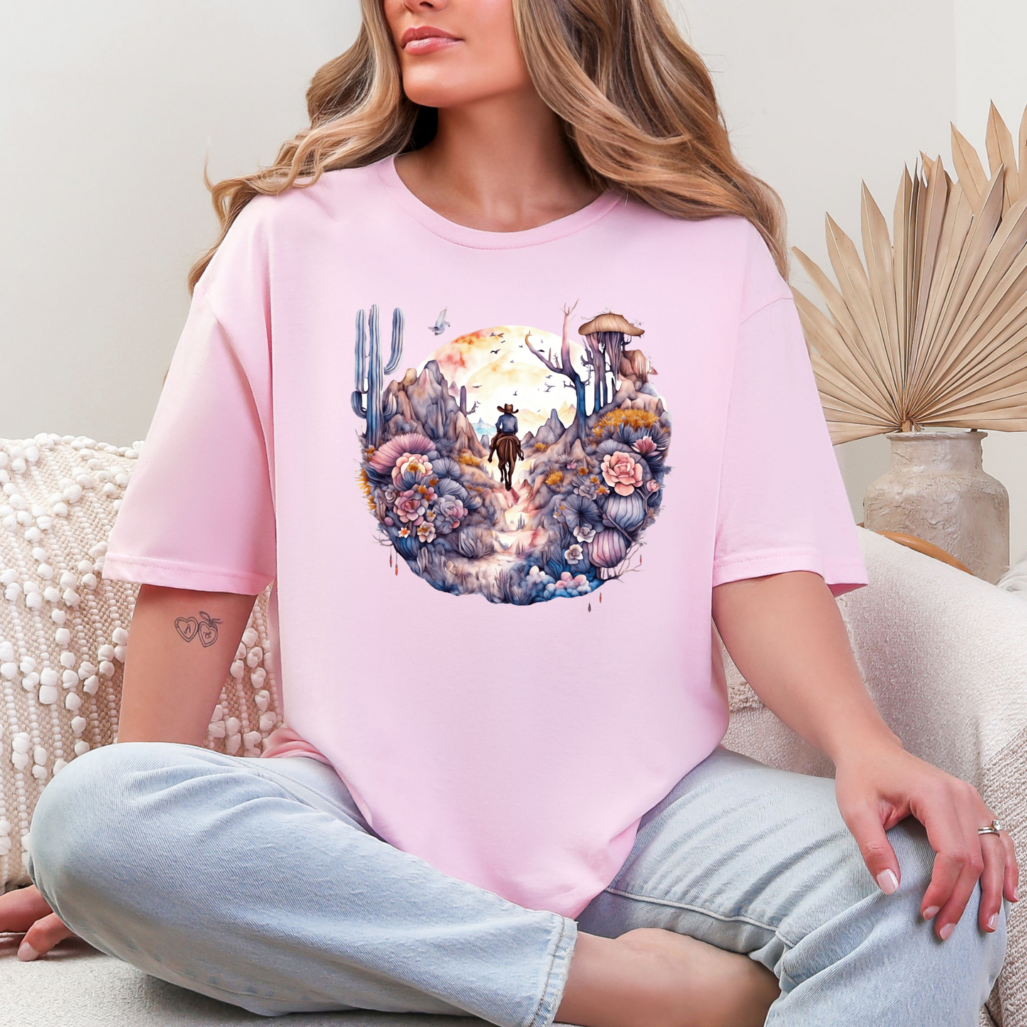 Wholesale Desert 7 Graphic Tee - Light Pink Tee