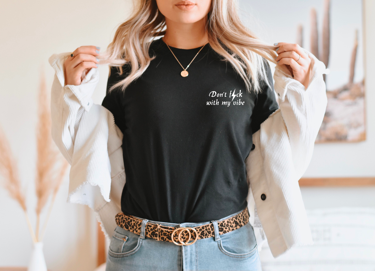 Wholesale Don't F with my vibe Graphic Tee - Black