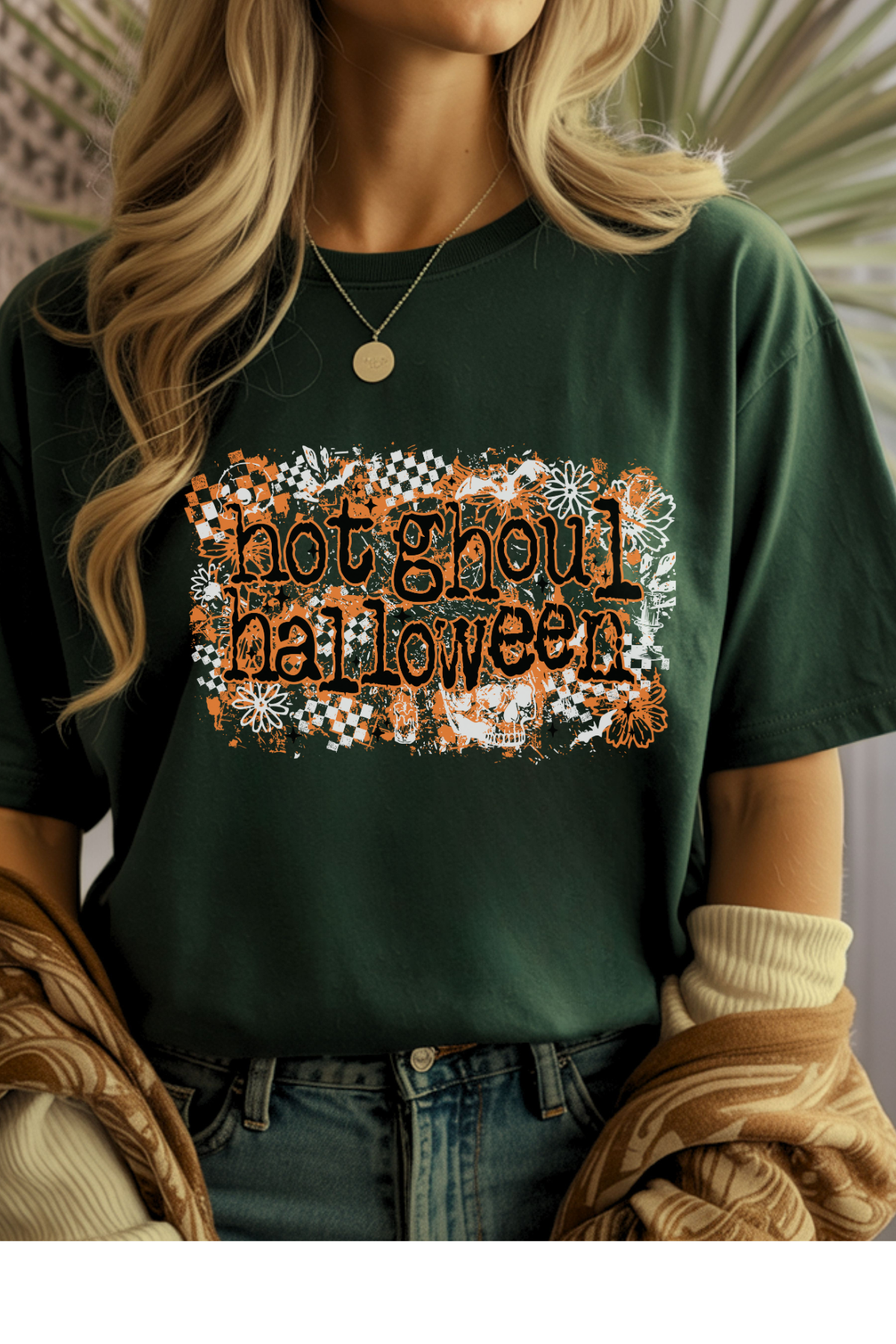 Wholesale Fall Whimsey - Hot Ghoul #4 - Forest Green Gildan Tee