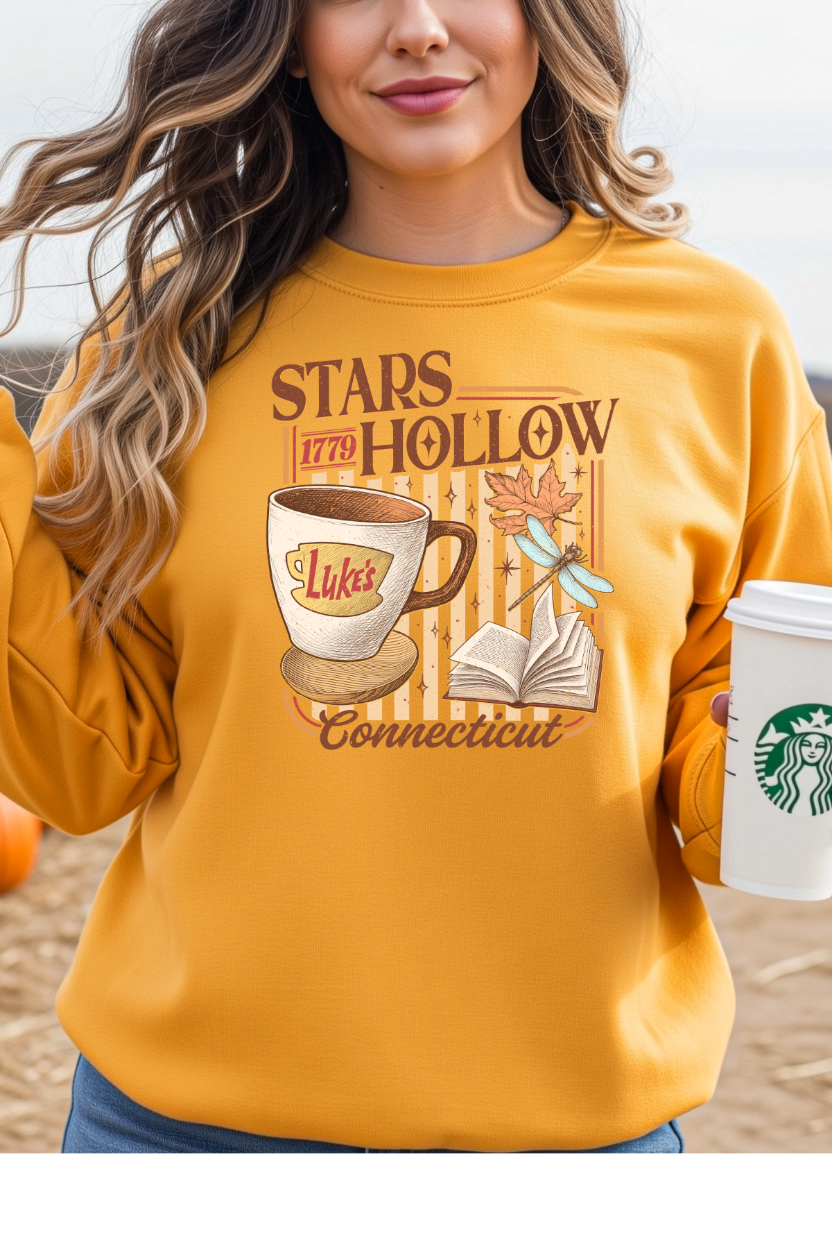 Wholesale Blue Waves - Stars Hollow #8 - Gold Gildan Sweatshirt