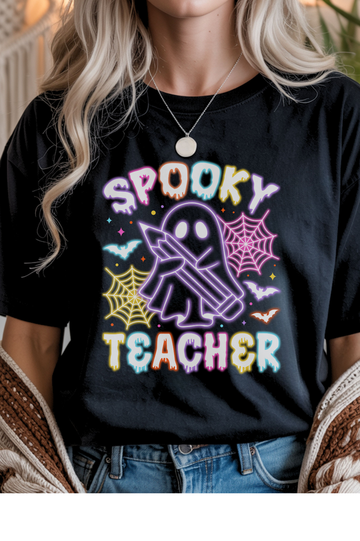 Wholesale Fall Whispers - Spooky Teacher #7 - Black Gildan Tee