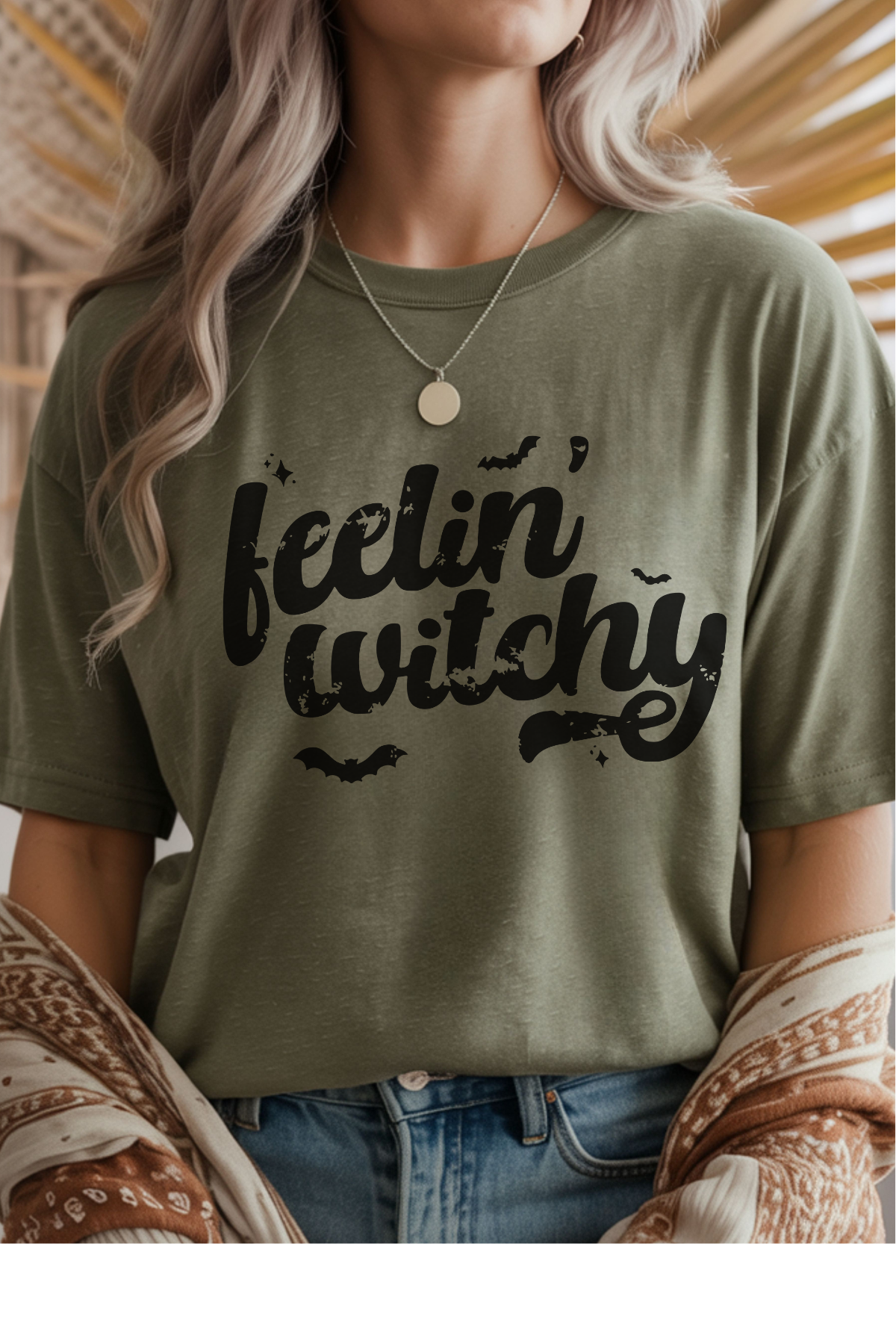 Wholesale Fall Whispers - Witchy Feels #8 - Military Green Gildan Tee