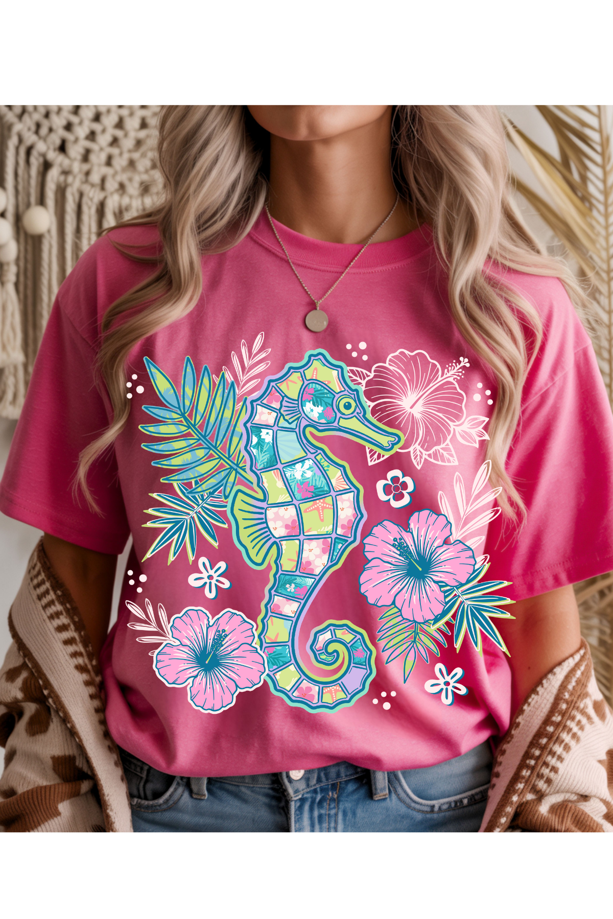 Wholesale Sunsational - Floral Seahorse #3 - Heather Heliconia Gildan Tee