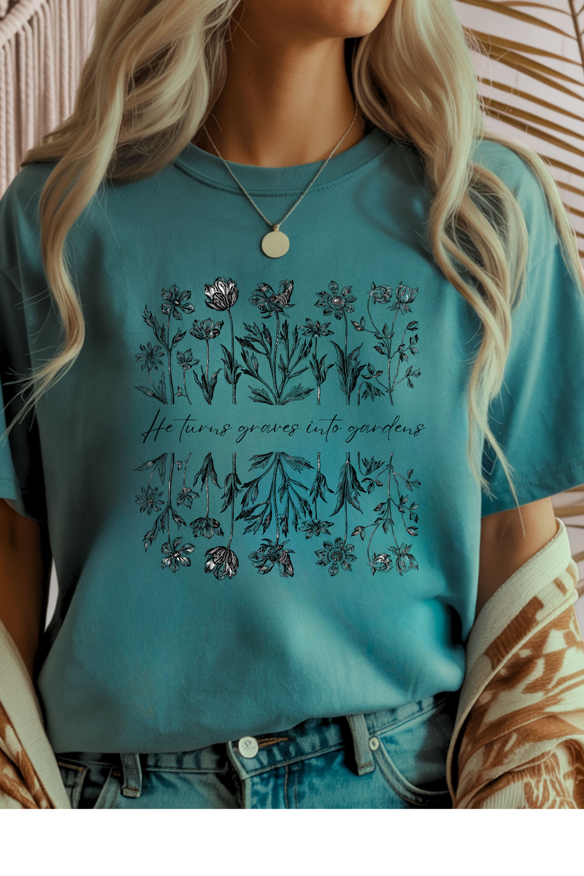 Wholesale RoseWater Glow - Graves into Gardens #2 - Heather Heliconia Gildan Tee