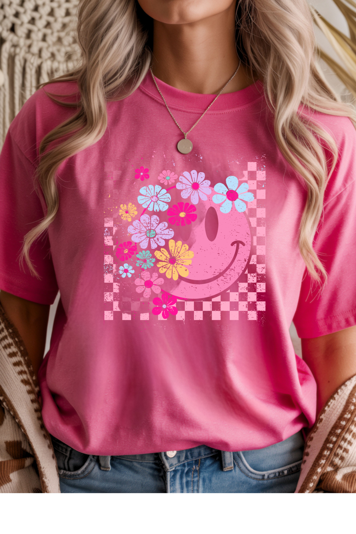Wholesale Hey Jude - Retro Smiley Face - #9 - Heather Heliconia Gildan Tee