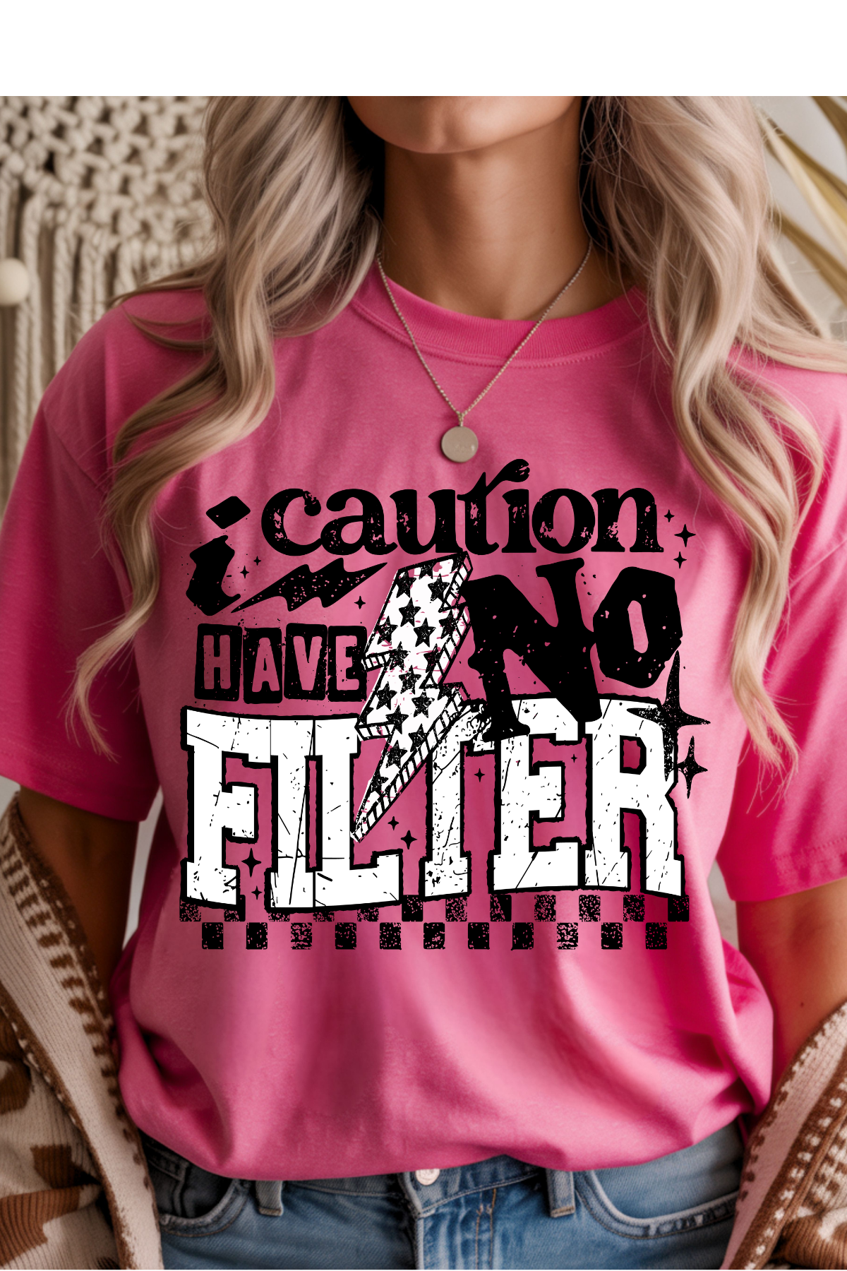 Wholesale Blush Theory - Caution No Filter #9 - Heather Heliconia Gildan Tee