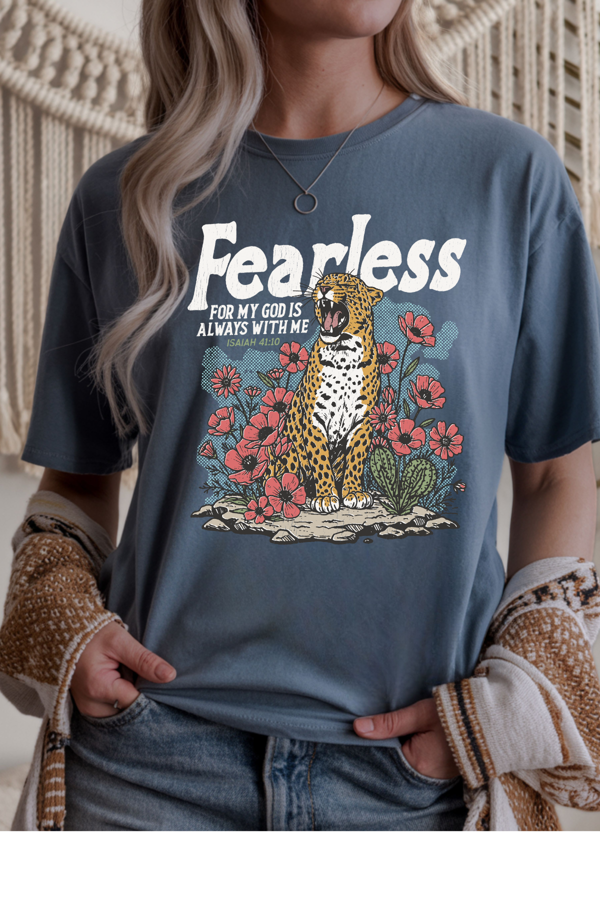 Wholesale Flower Power - Fearless #9 - Heather Indigo Gildan Tee
