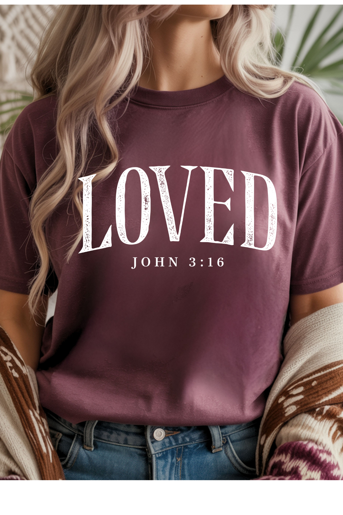 Wholesale Indigo - Loved #7 - Heather Maroon Gildan Tee
