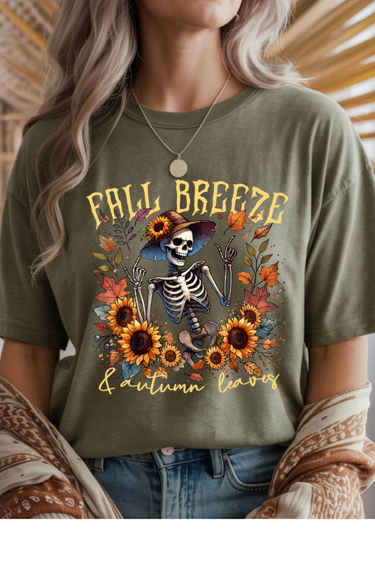 Wholesale Fall Whimsey - Fall Breeze #9 - Heather Military Green Gildan Tee