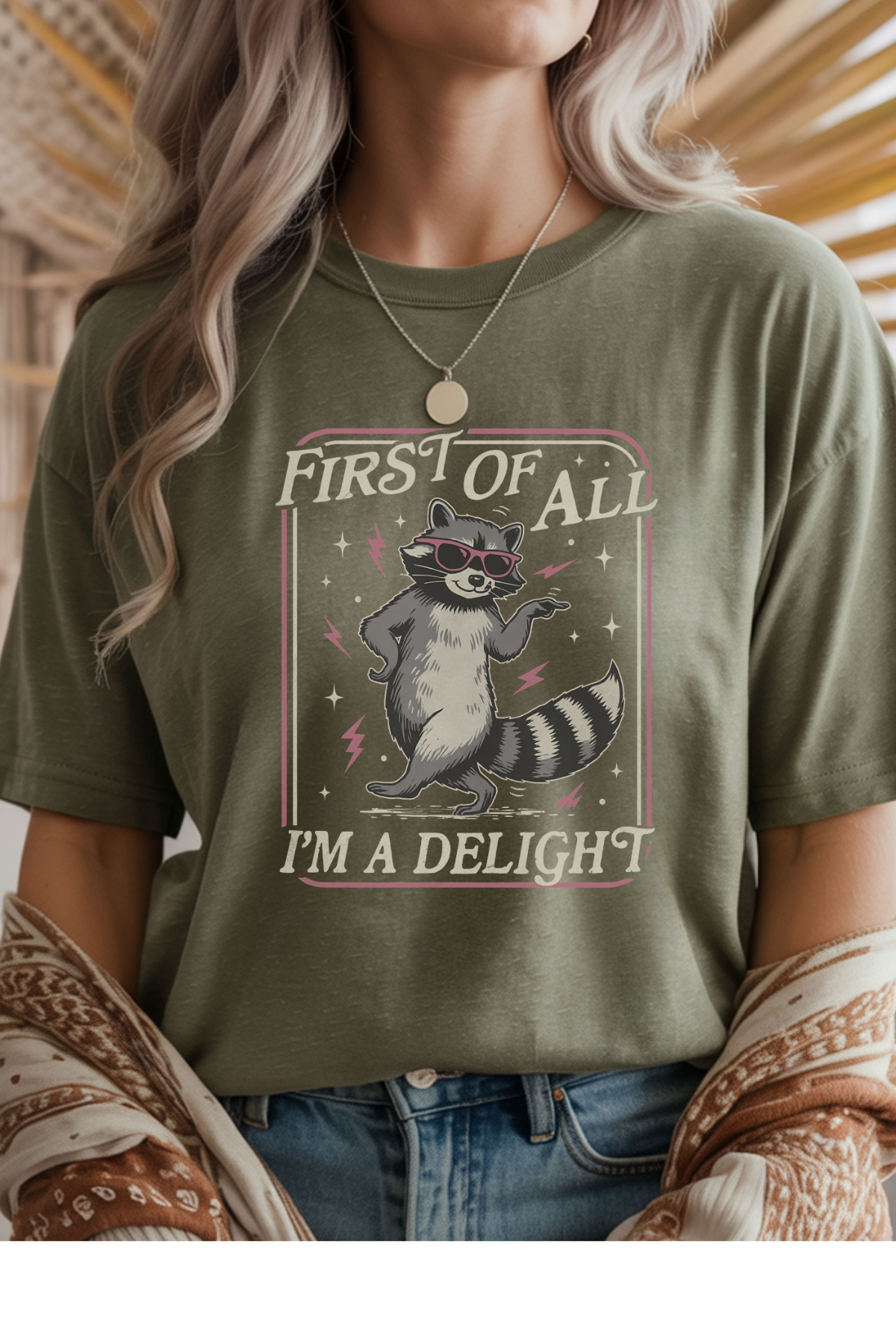 Wholesale Flower Power - I'm A Delight #4 - Heather Military Green Gildan Tee