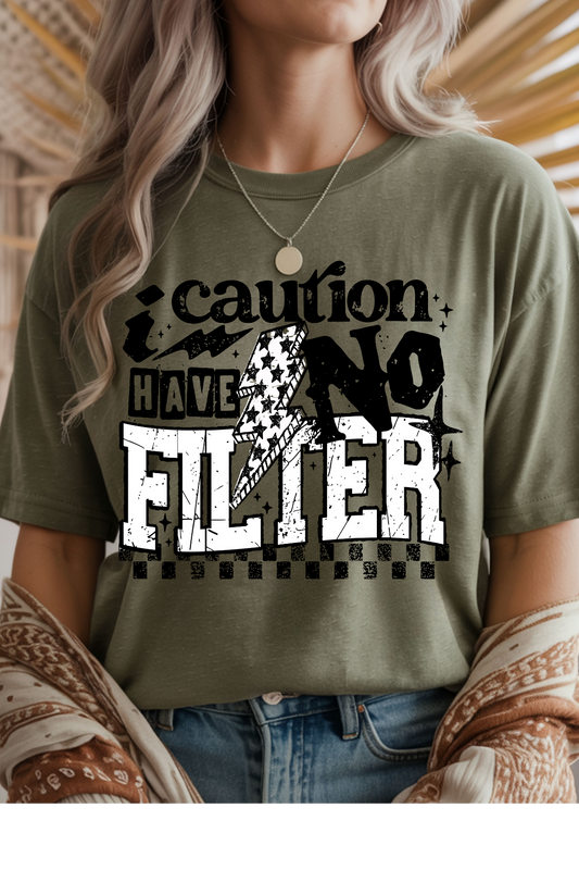 Wholesale Blush Theory - Caution No Filter #9 - Heather Military Green Gildan Tee