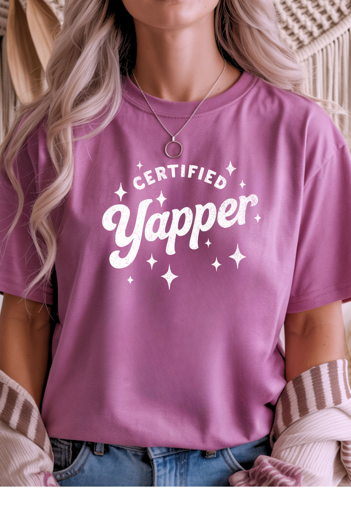 Wholesale Clouded Spring - Certified Yapper #1 - Heather Radiant Orchid Gildan Tee
