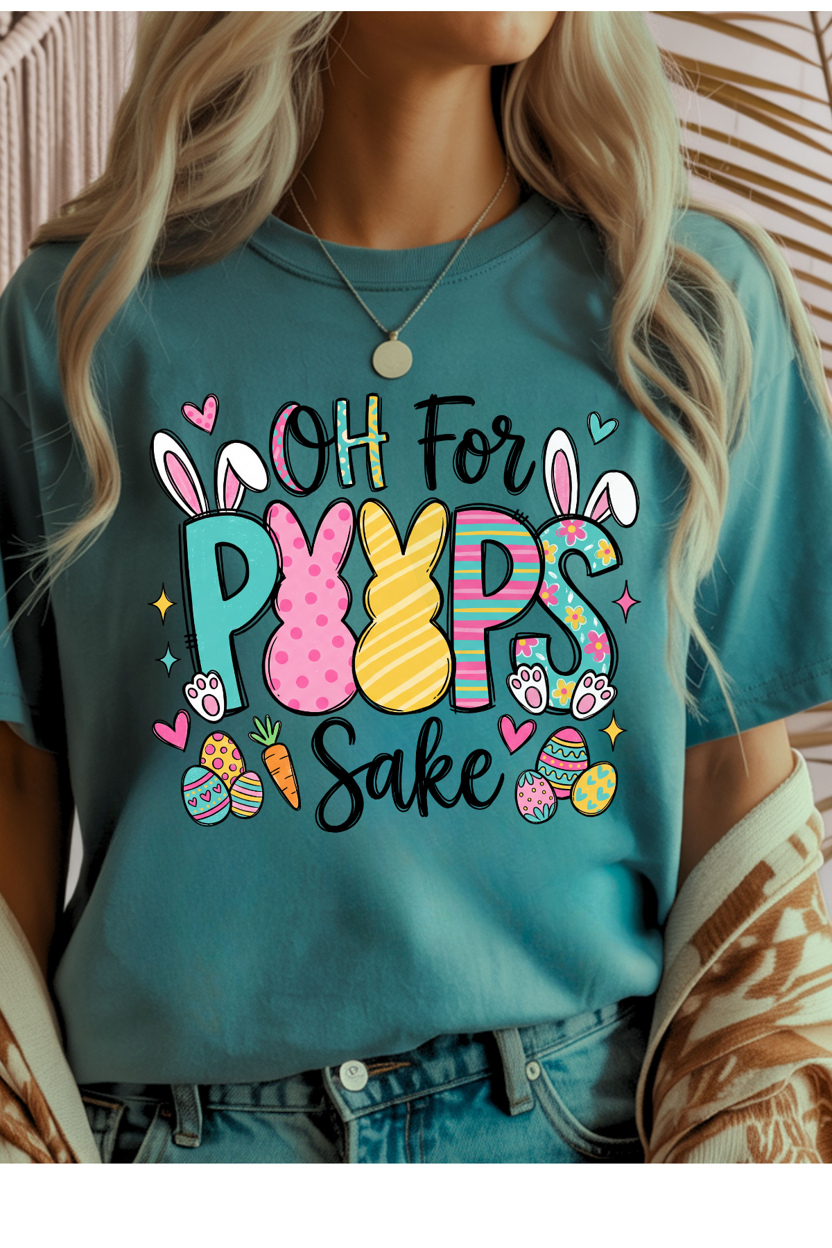 Wholesale Fern & Floral - Oh For Peeps Sake #10 - Heather Galapagos Gildan Tee