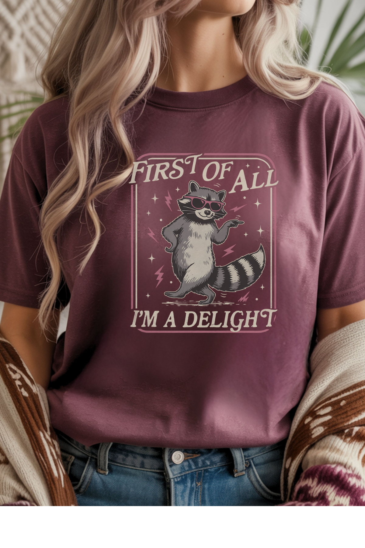 Wholesale Flower Power - I'm A Delight #4 - Heather Maroon Gildan Tee