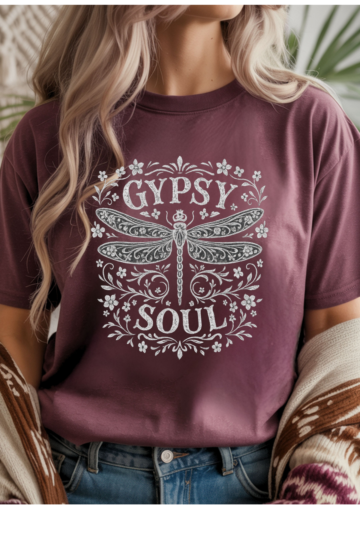 Wholesale Indigo - Gypsy Soul #6 - Heather Maroon Gildan Tee