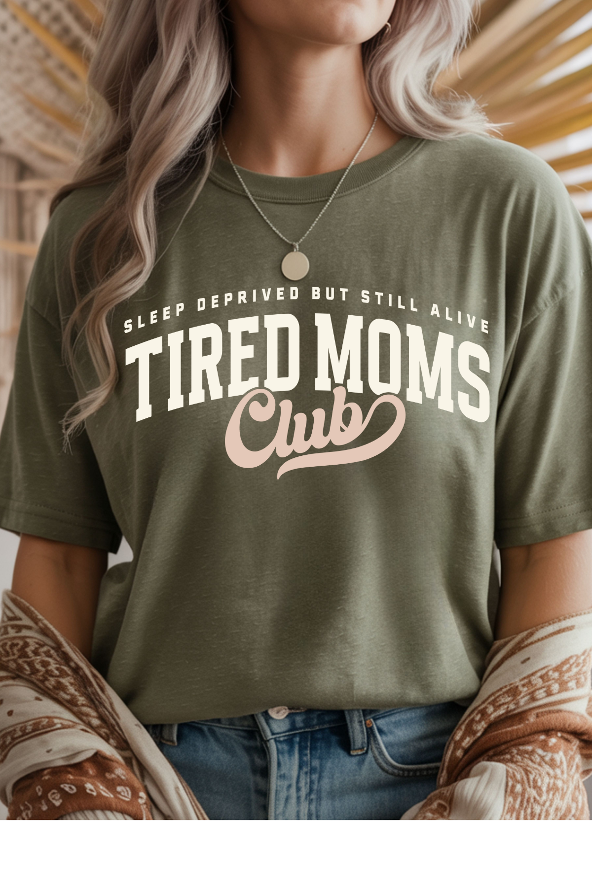 Wholesale Color Me Spring - Tired Moms Club #7 - Heather Military Green Gildan Tee