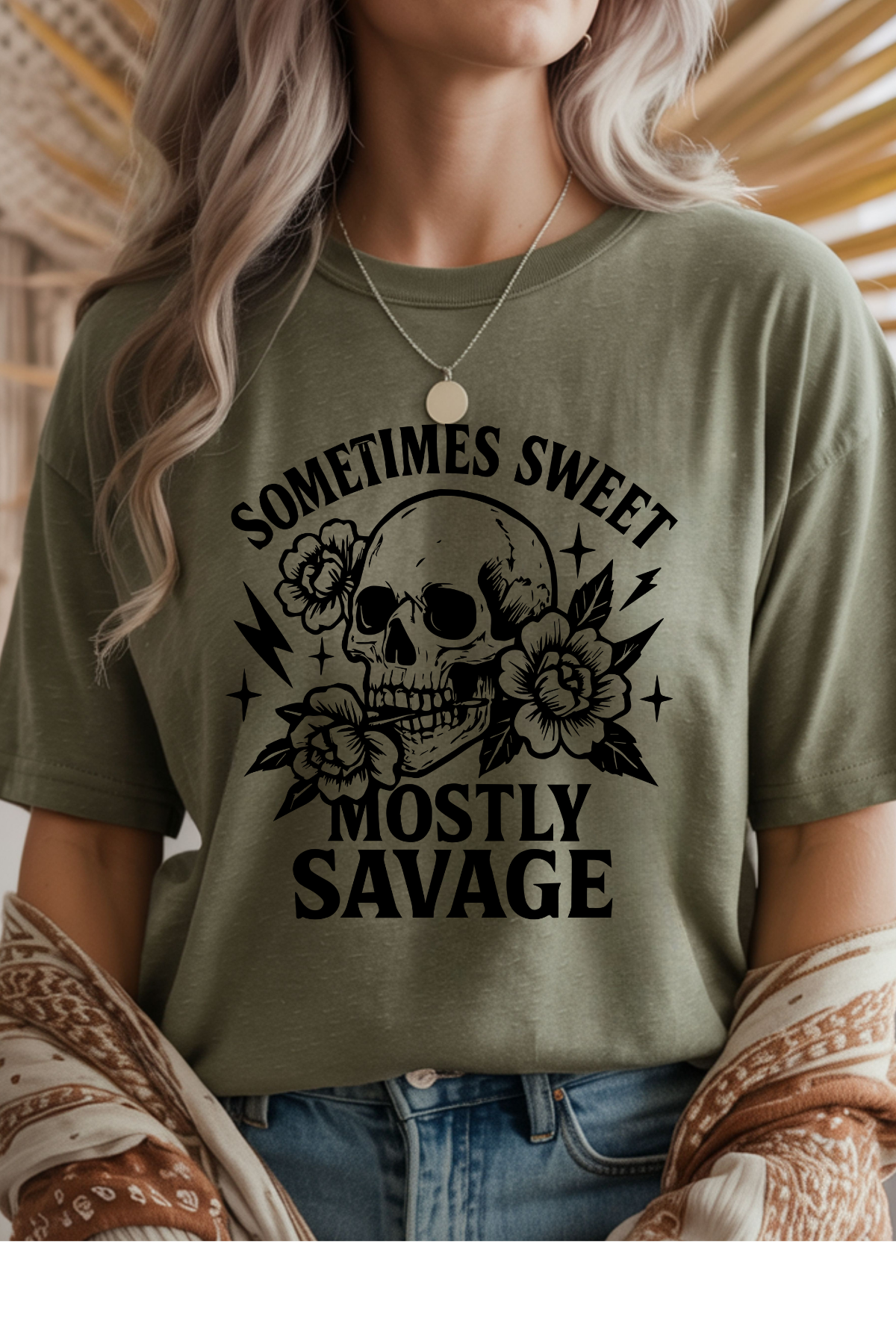 Wholesale Lilac Lane - Sometimes Sweet #6 - Heather Military Green Gildan Tee