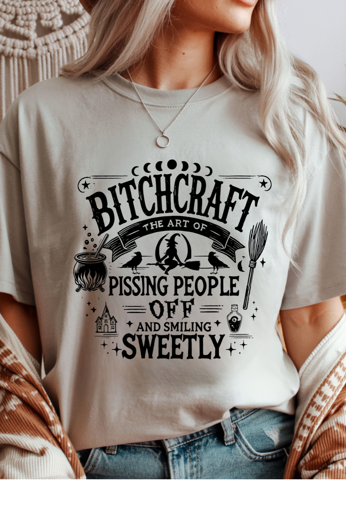 Wholesale Fall Whimsey - Bitchcraft #10 - Ice Grey Gildan Tee