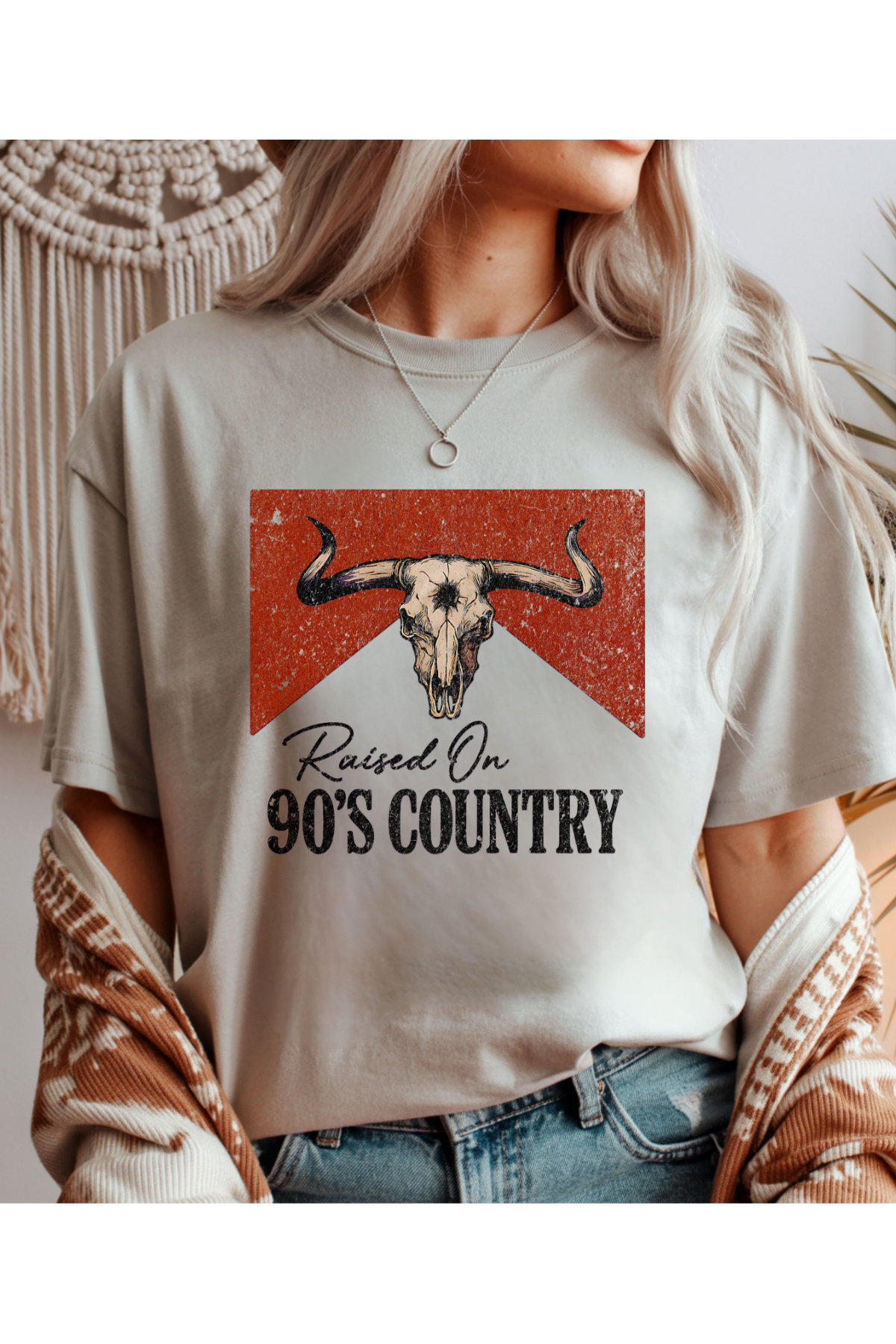 Wholesale Clouded Spring - Raised on 90s Country #8 - Ice Grey Gildan Tee