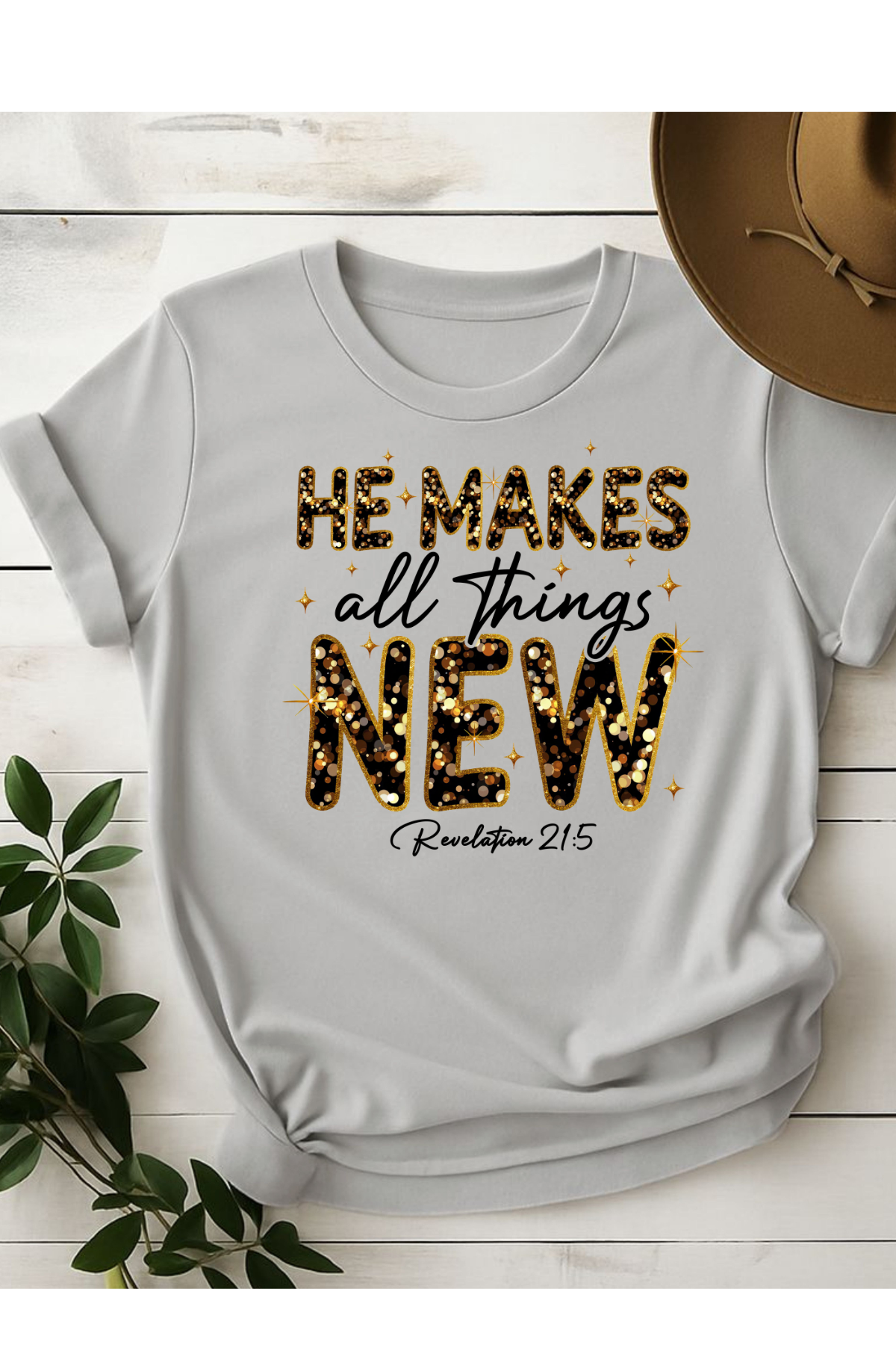 Wholesale New Year - He Makes All Things #3 - Ice Grey Gildan Tee