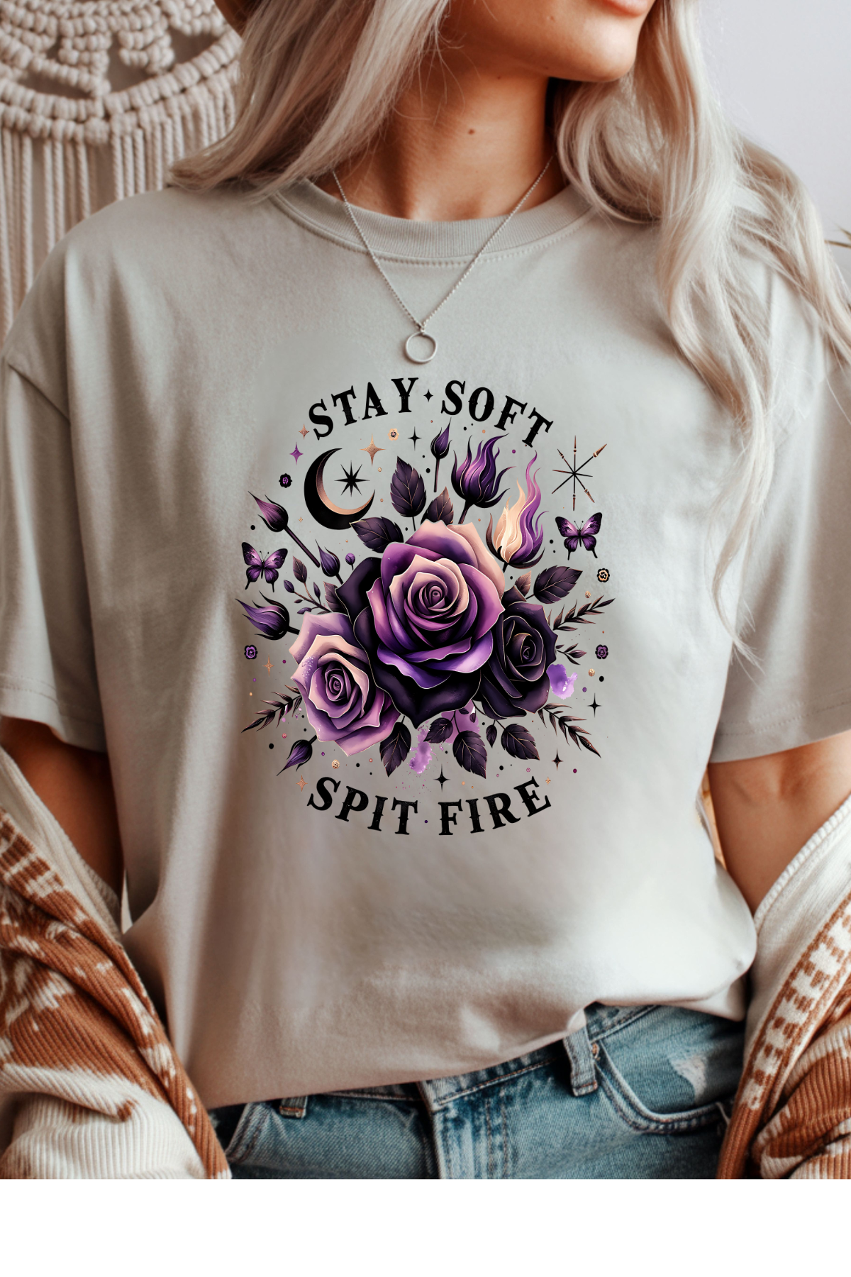 Wholesale RoseWater Glow - Stay Soft Spit Fire #3 - Ice Grey Gildan Tee