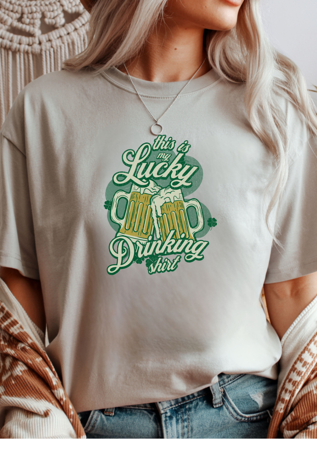 Wholesale Sahara Spring - Lucky Drinking Shirt #1 - Ice Grey Gildan Tee