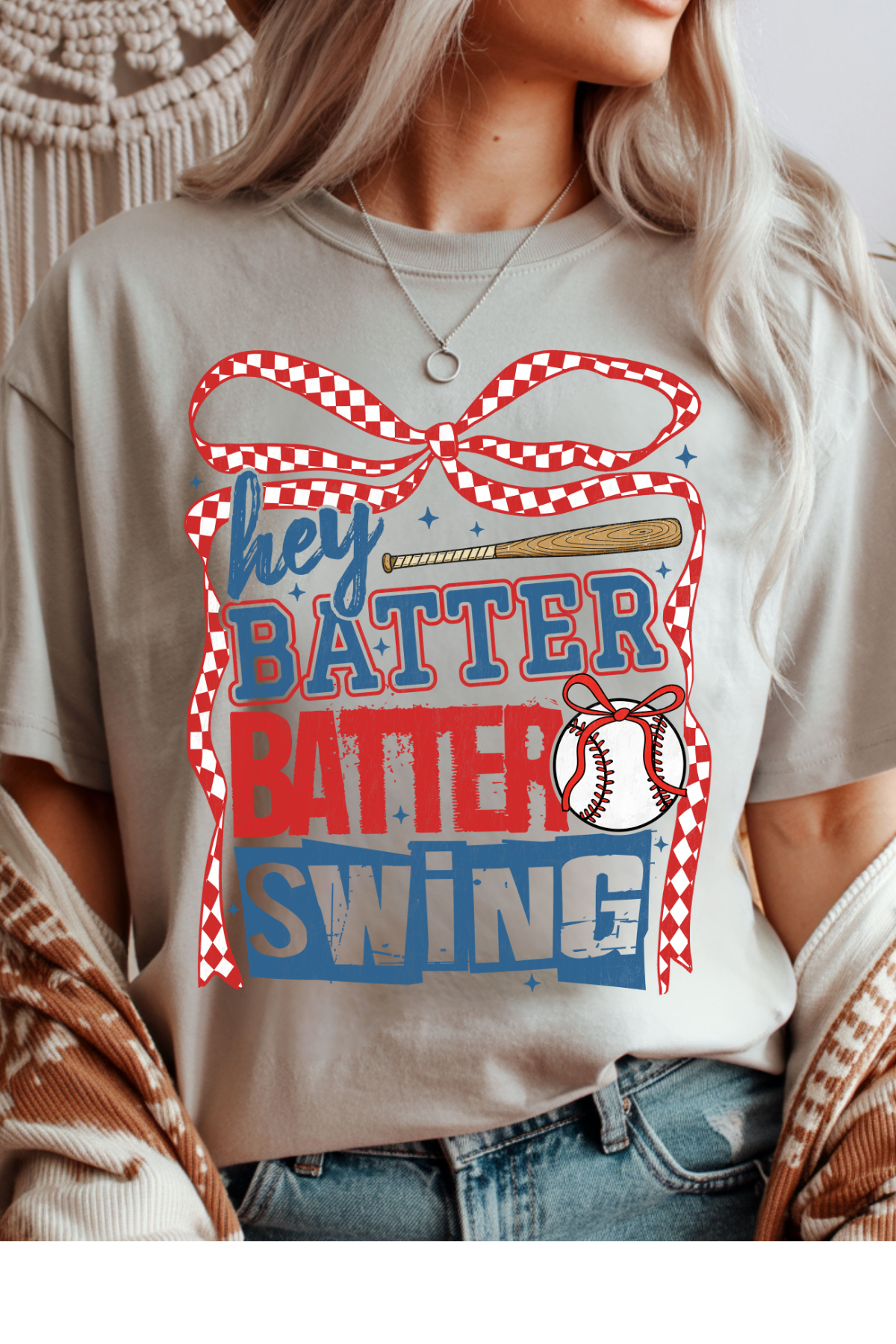 Wholesale Royal Queen - Hey Batter Batter #7 - Ice Grey Gildan Tee