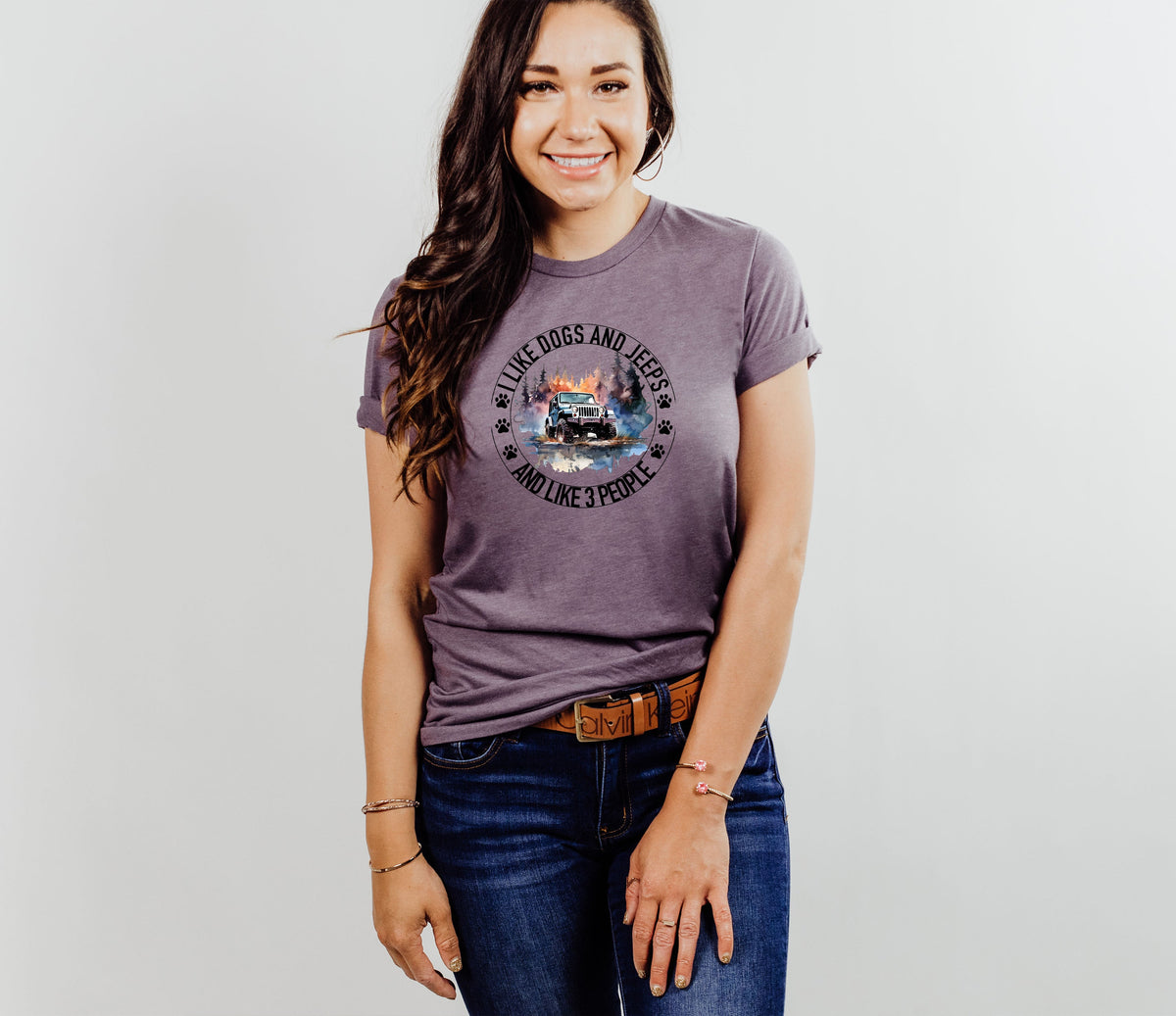 Wholesale I Love Dogs and Jeeps Graphic Tee - Teal